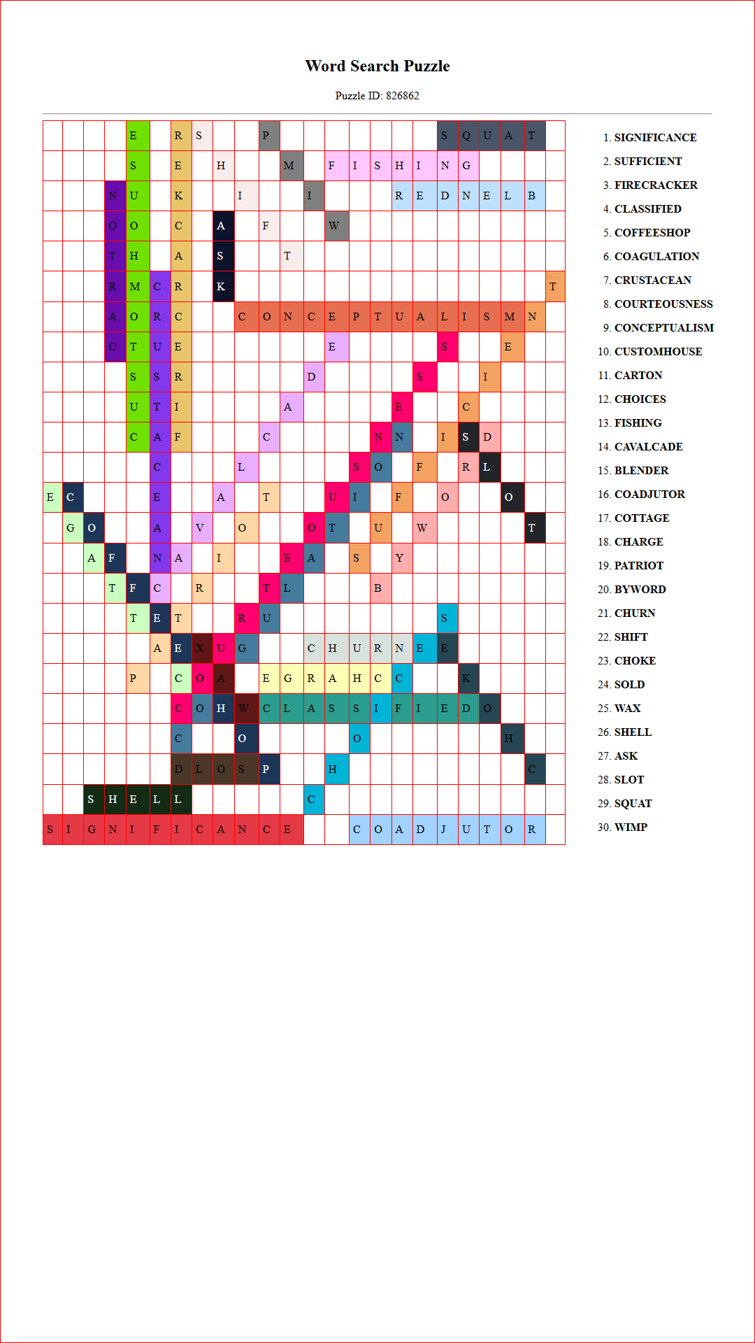 Solution of Printable word search puzzle for adults 487 (Puzzle id: 826862) Document