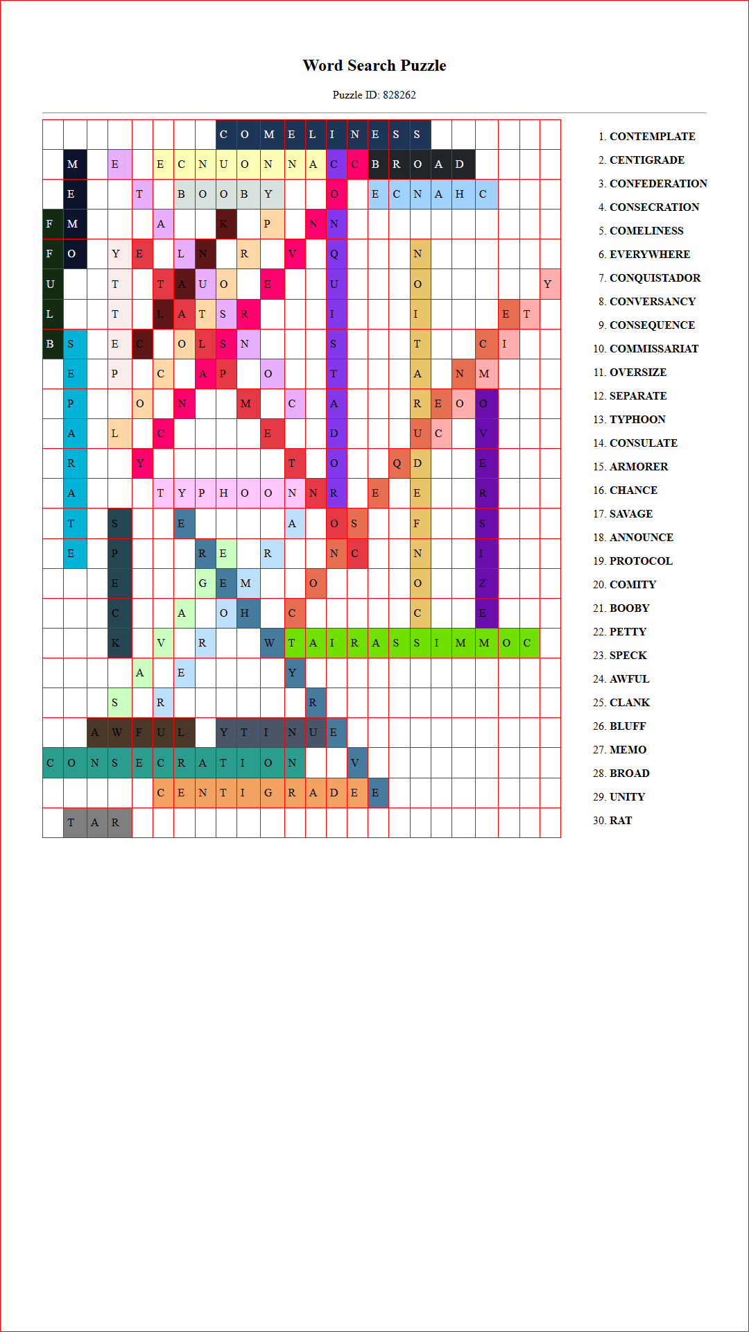 Solution of Printable word search puzzle for adults 284 (Puzzle id: 828262) Document