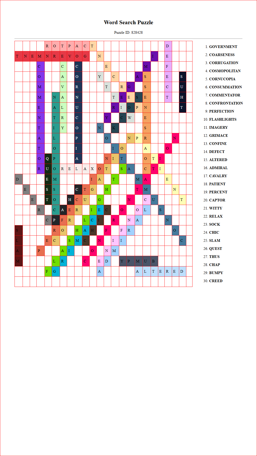 Solution of Printable word search puzzle for adults 192 (Puzzle id: 828428) Document
