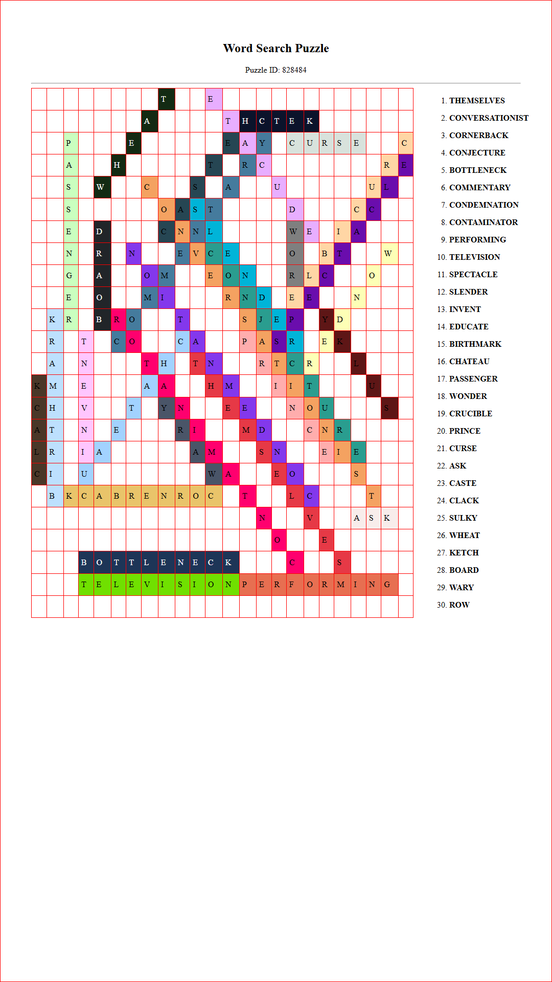 Solution of Printable word search puzzle for adults 289 (Puzzle id: 828484) Document