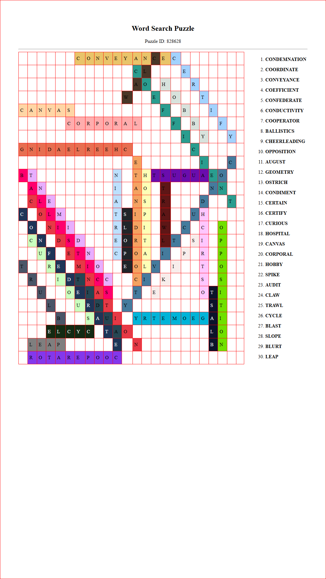 Solution of Printable word search puzzle for adults 443 (Puzzle id: 828628) Document