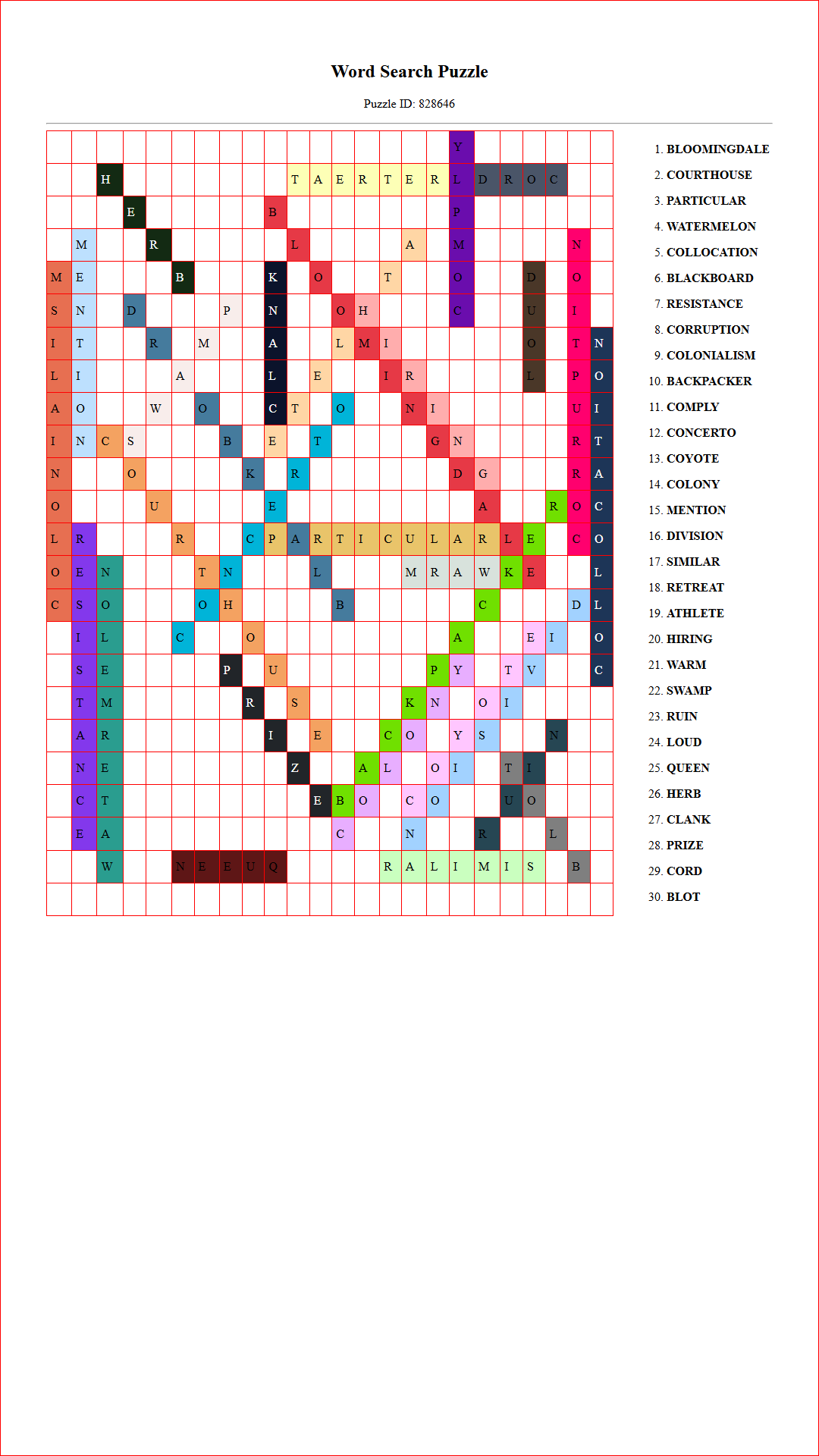 Solution of Printable word search puzzle for adults 294 (Puzzle id: 828646) Document