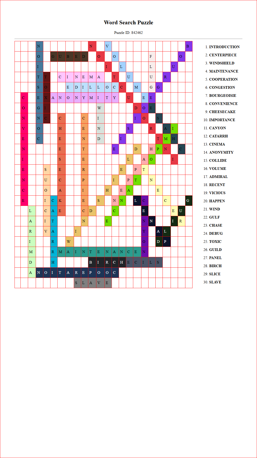 Solution of Printable word search puzzle for adults 39 (Puzzle id: 842462) Document
