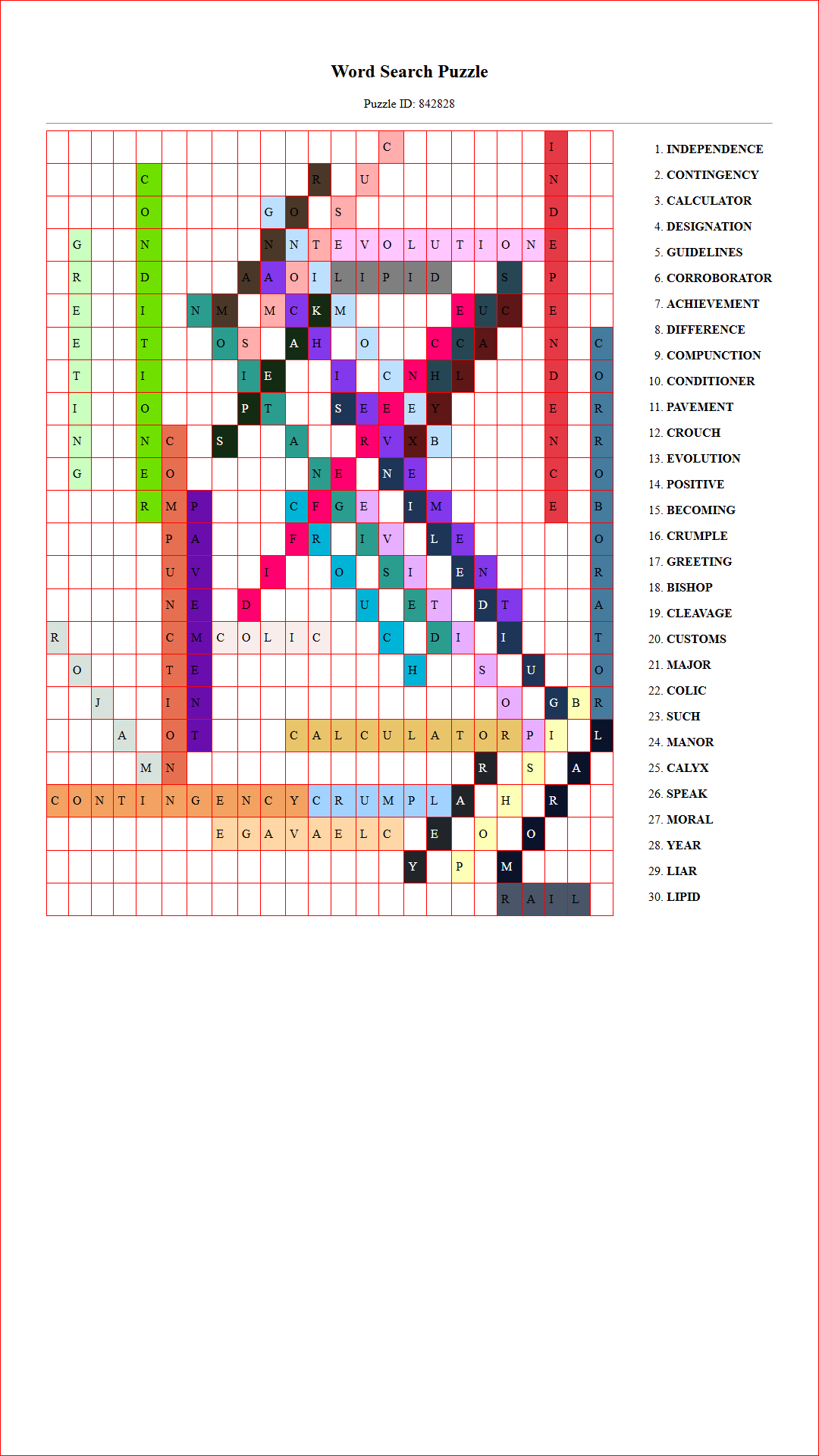 Solution of Printable word search puzzle for adults 472 (Puzzle id: 842828) Document