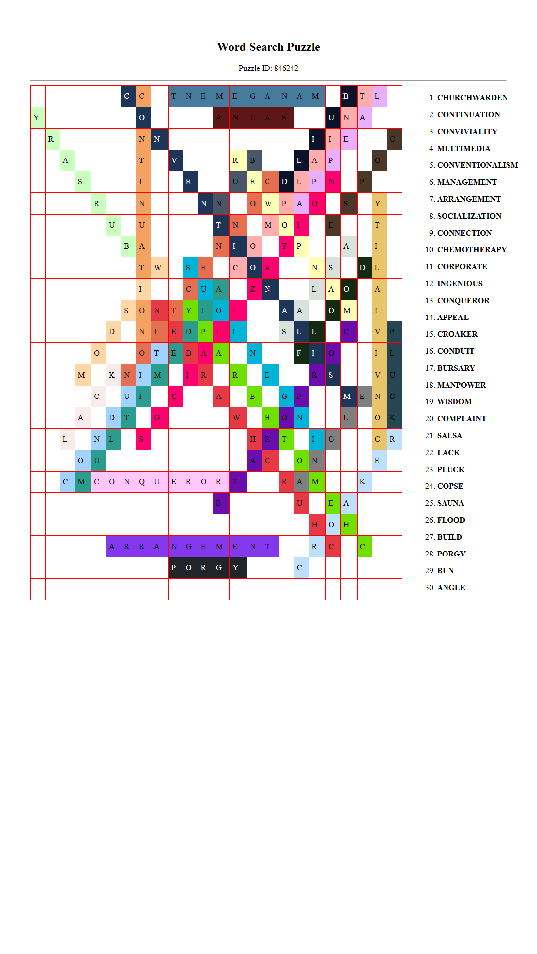 Solution of Printable word search puzzle for adults 201 (Puzzle id: 846242) Document
