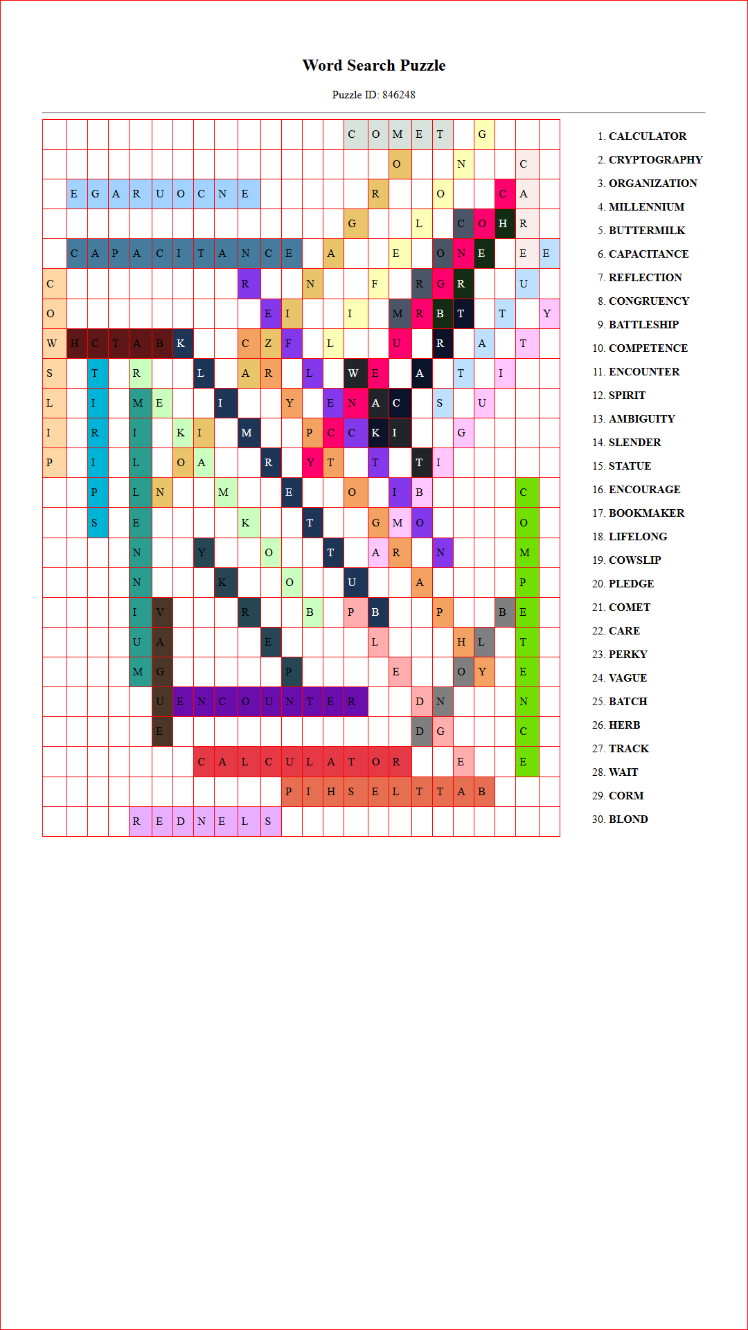 Solution of Printable word search puzzle for adults 355 (Puzzle id: 846248) Document