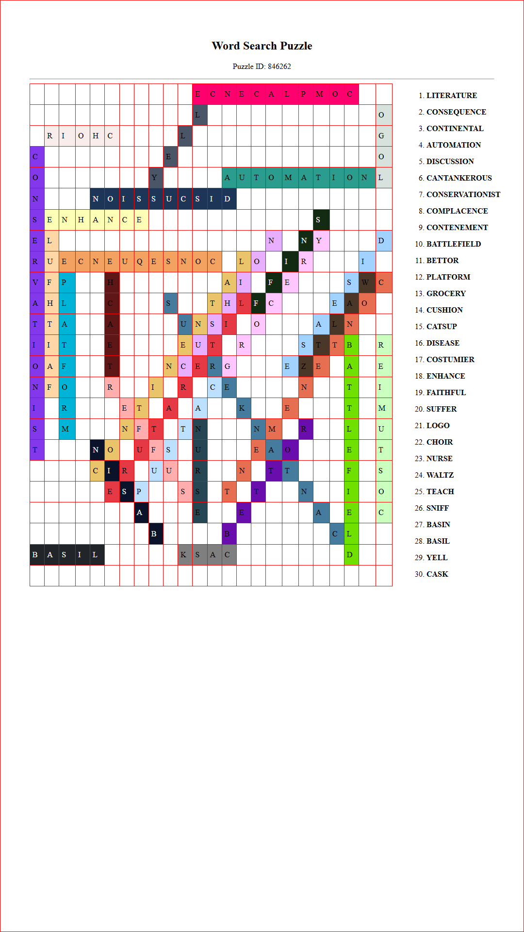Solution of Printable word search puzzle for adults 91 (Puzzle id: 846262) Document