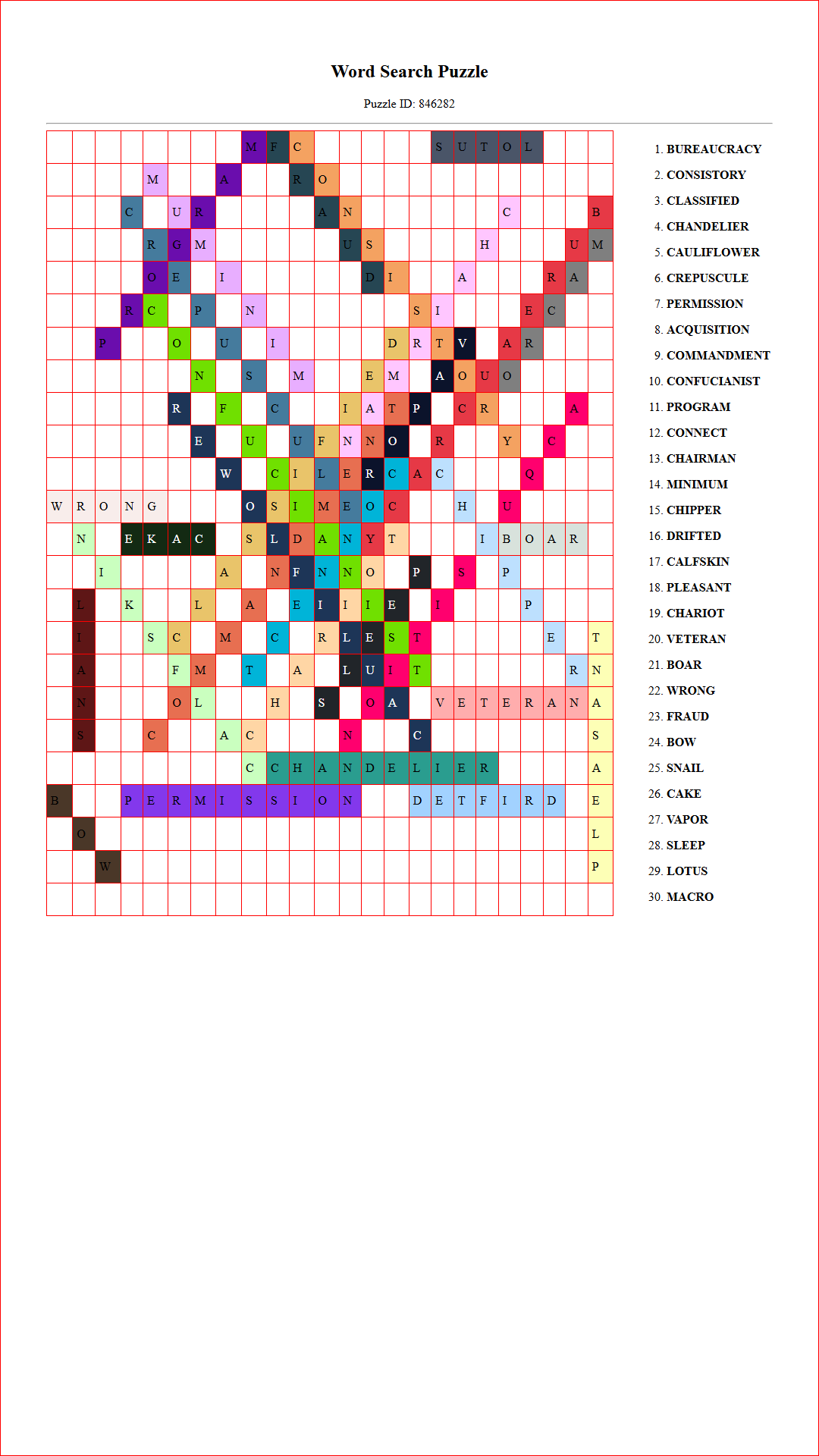 Solution of Printable word search puzzle for adults 230 (Puzzle id: 846282) Document