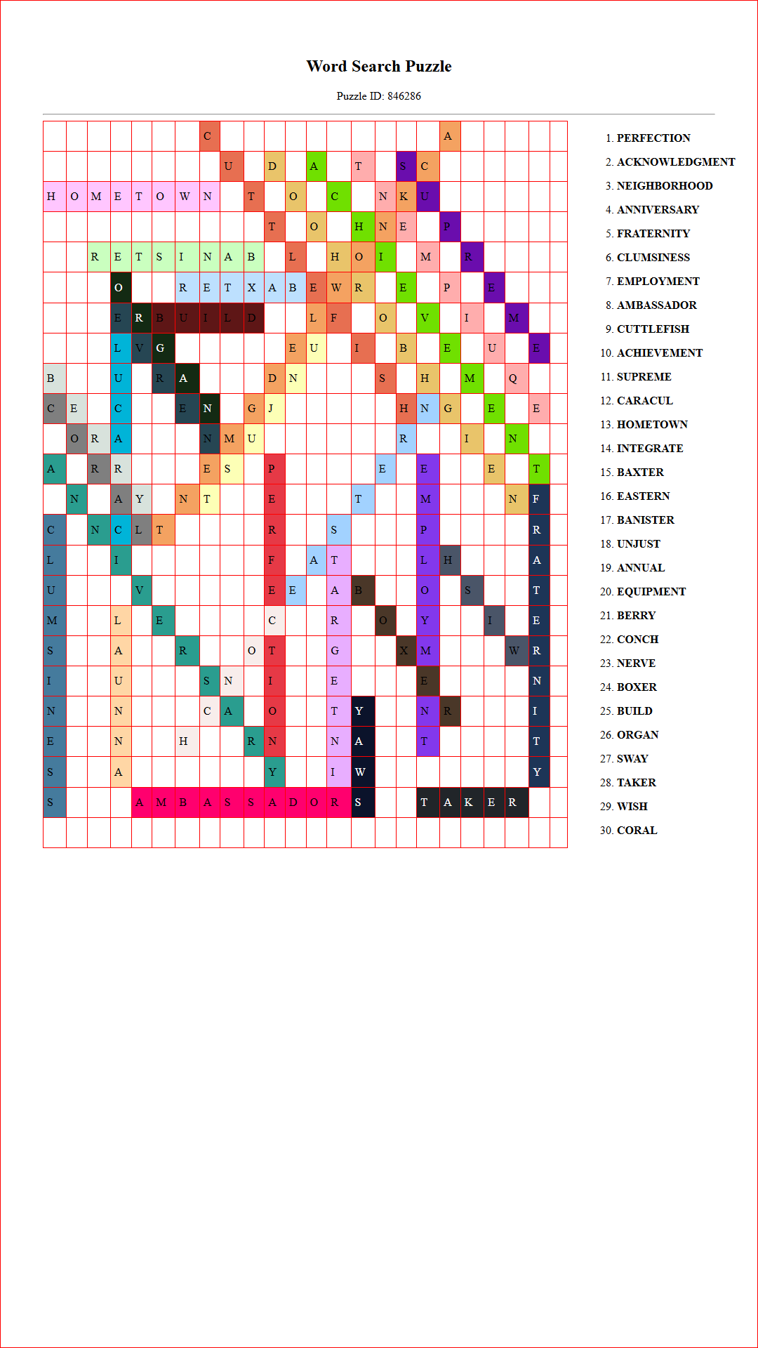 Solution of Printable word search puzzle for adults 341 (Puzzle id: 846286) Document
