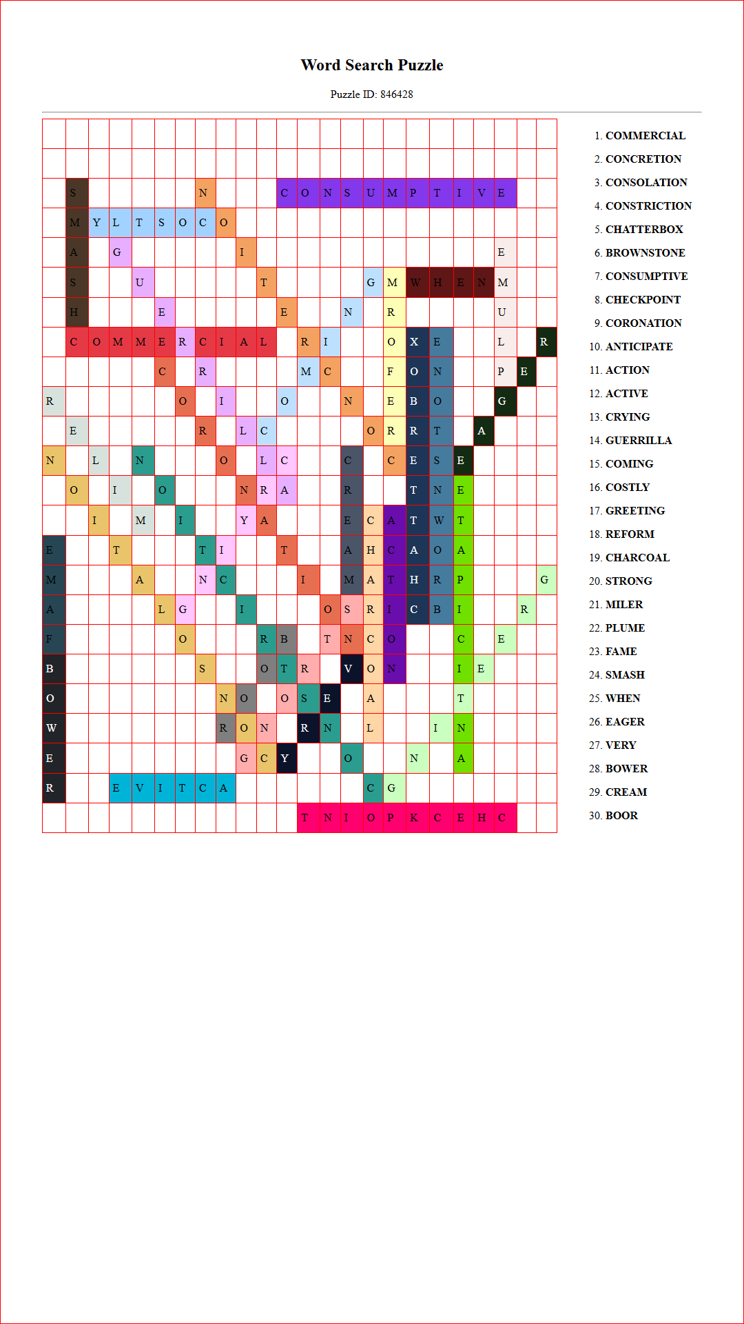 Solution of Printable word search puzzle for adults 489 (Puzzle id: 846428) Document