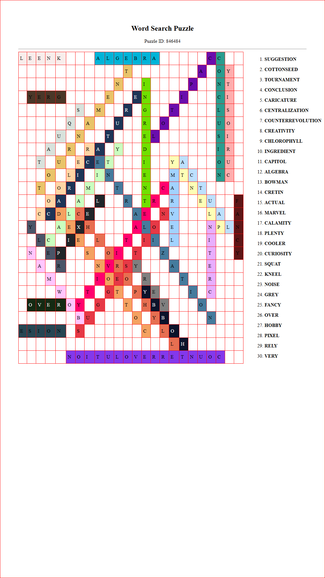 Solution of Printable word search puzzle for adults 388 (Puzzle id: 846484) Document