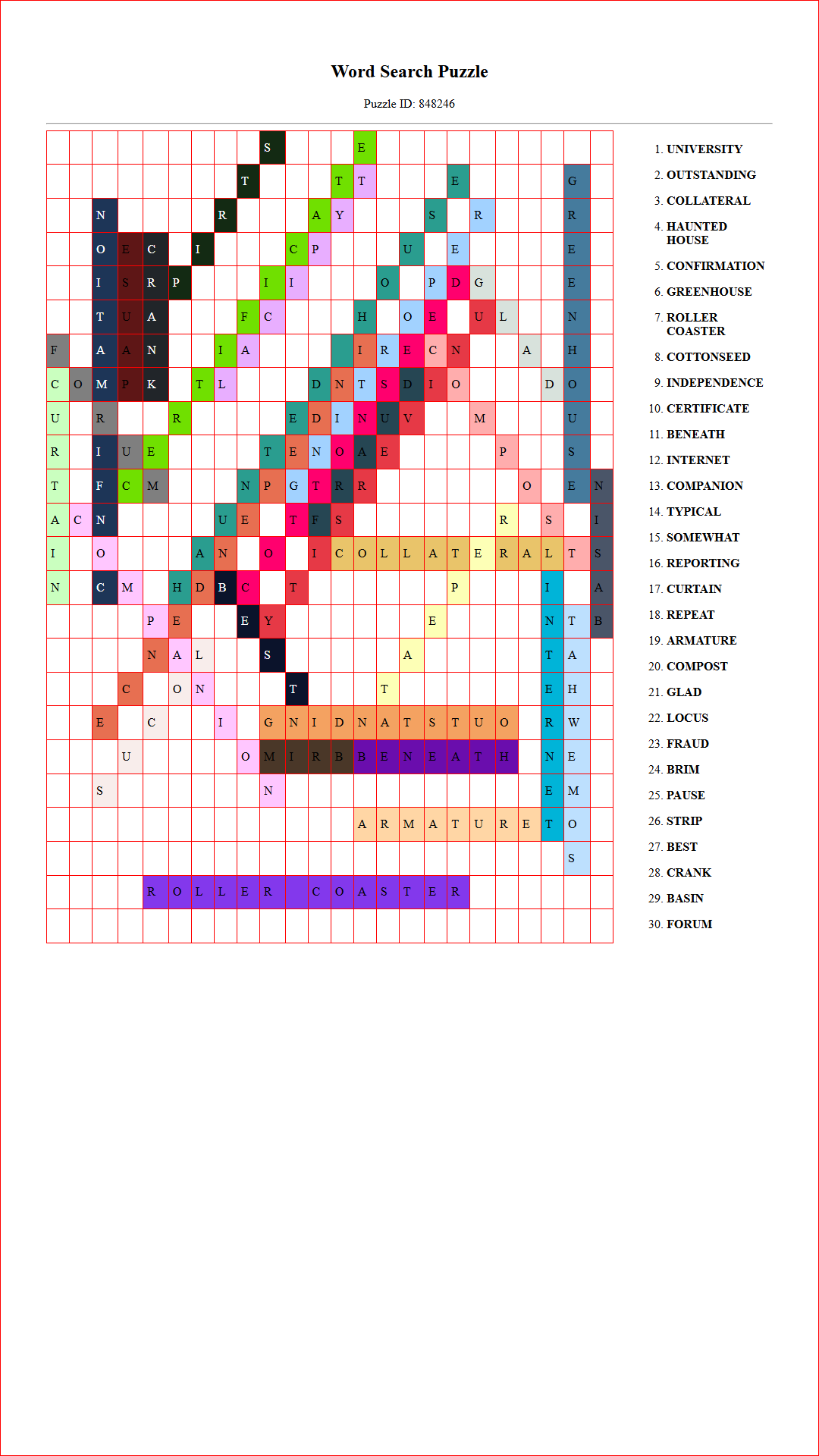 Solution of Printable word search puzzle for adults 396 (Puzzle id: 848246) Document