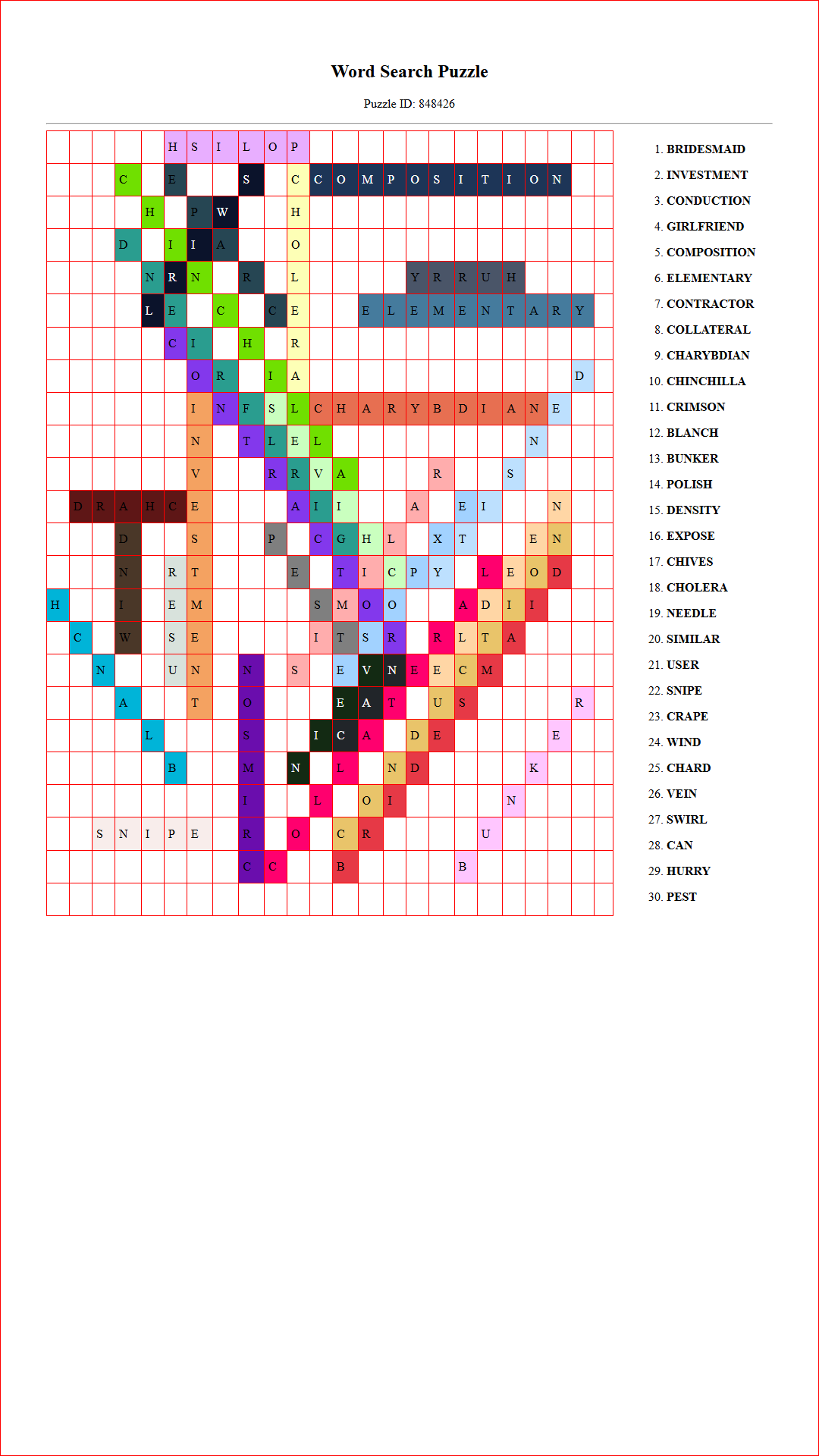 Solution of Printable word search puzzle for adults 108 (Puzzle id: 848426) Document