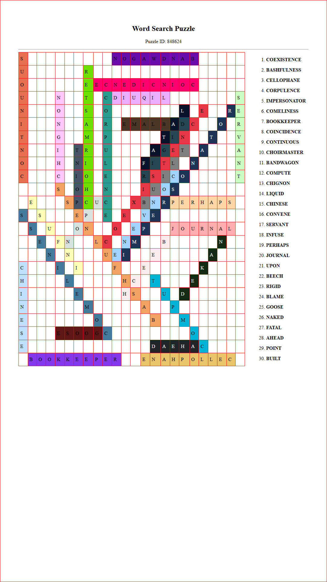 Solution of Printable word search puzzle for adults 217 (Puzzle id: 848624) Document