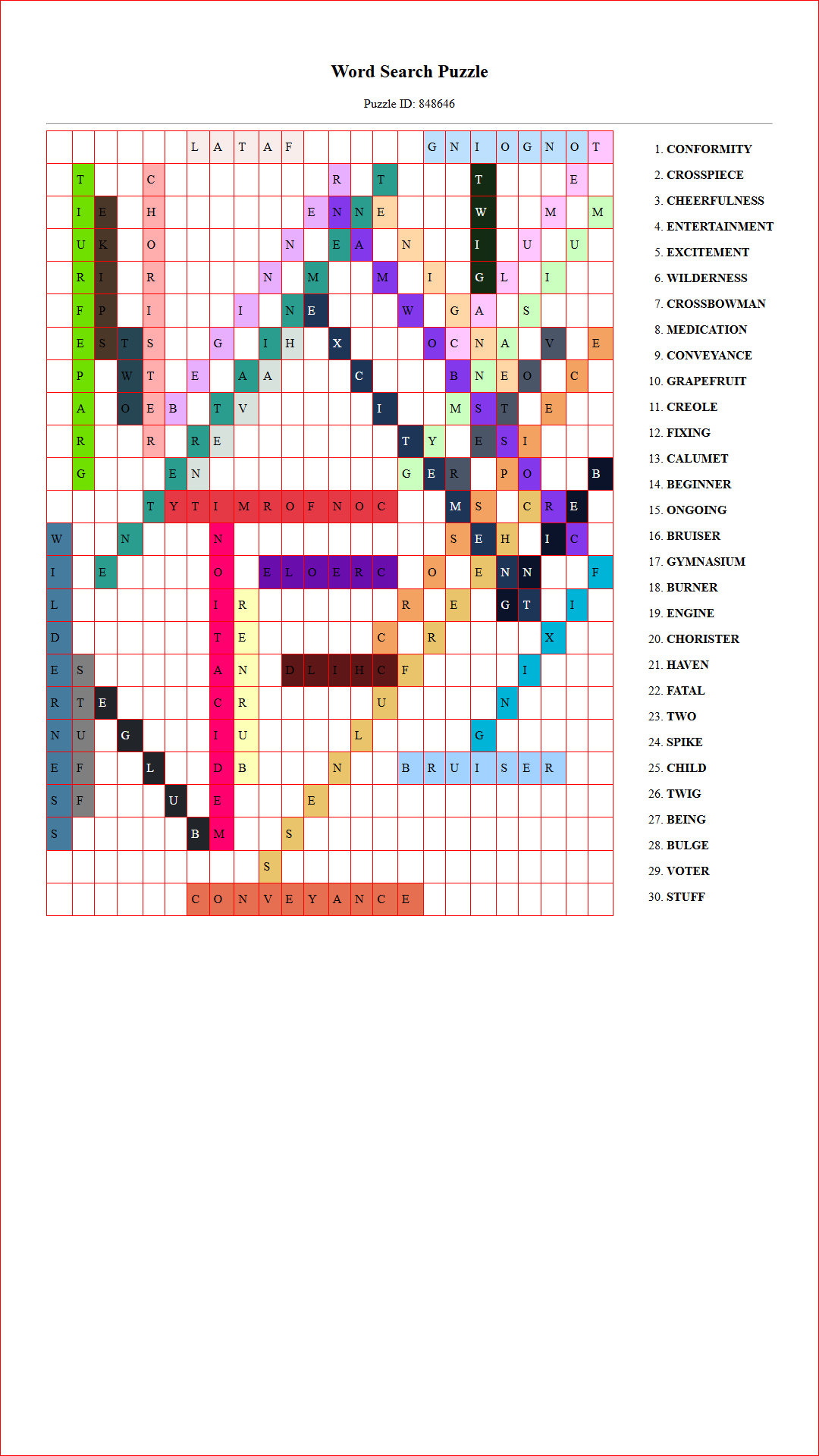 Solution of Printable word search puzzle for adults 468 (Puzzle id: 848646) Document