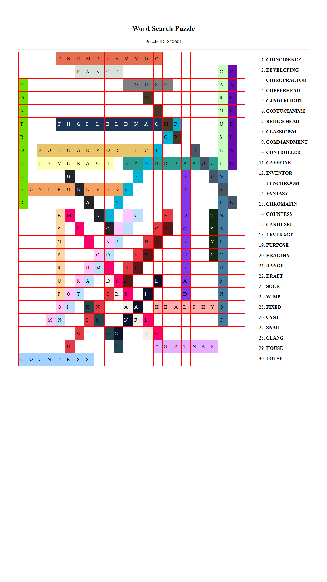 Solution of Printable word search puzzle for adults 266 (Puzzle id: 848684) Document