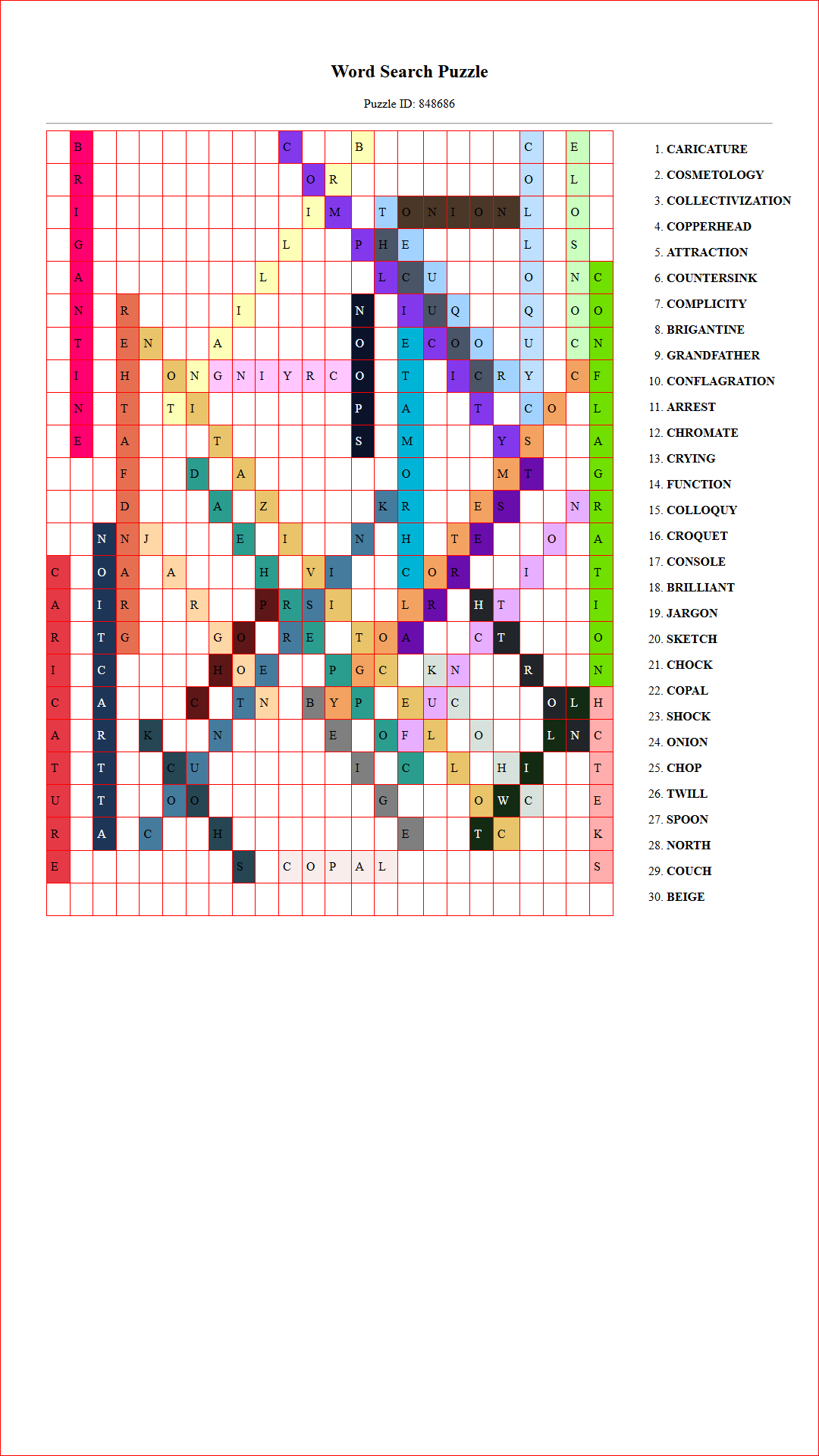 Solution of Printable word search puzzle for adults 52 (Puzzle id: 848686) Document