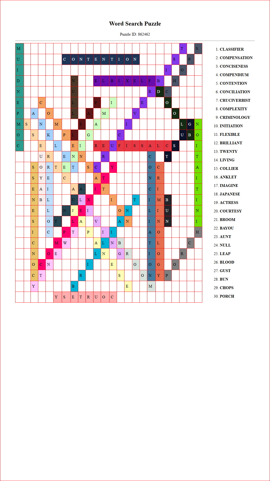 Solution of Printable word search puzzle for adults 126 (Puzzle id: 862462) Document