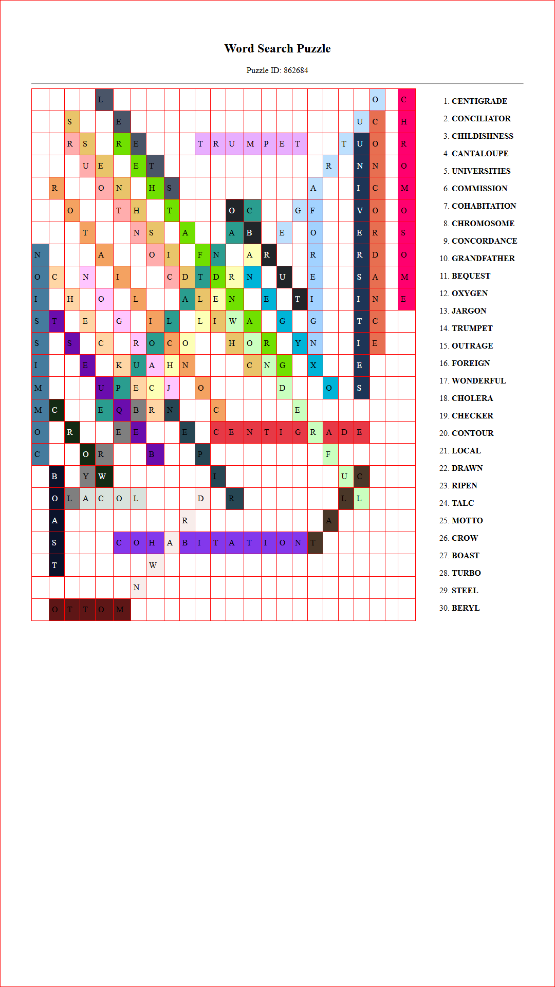 Solution of Printable word search puzzle for adults 229 (Puzzle id: 862684) Document