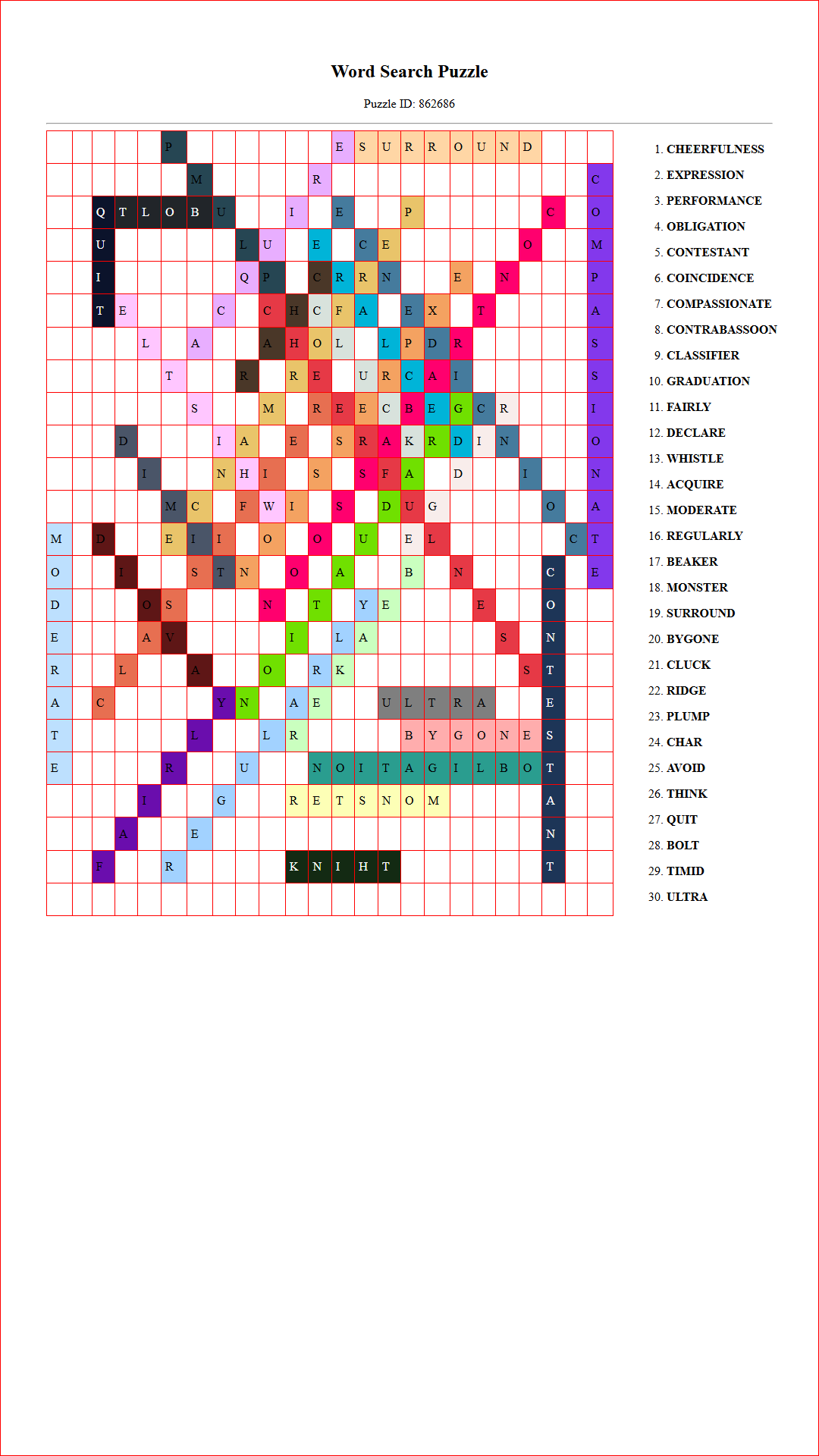 Solution of Printable word search puzzle for adults 129 (Puzzle id: 862686) Document