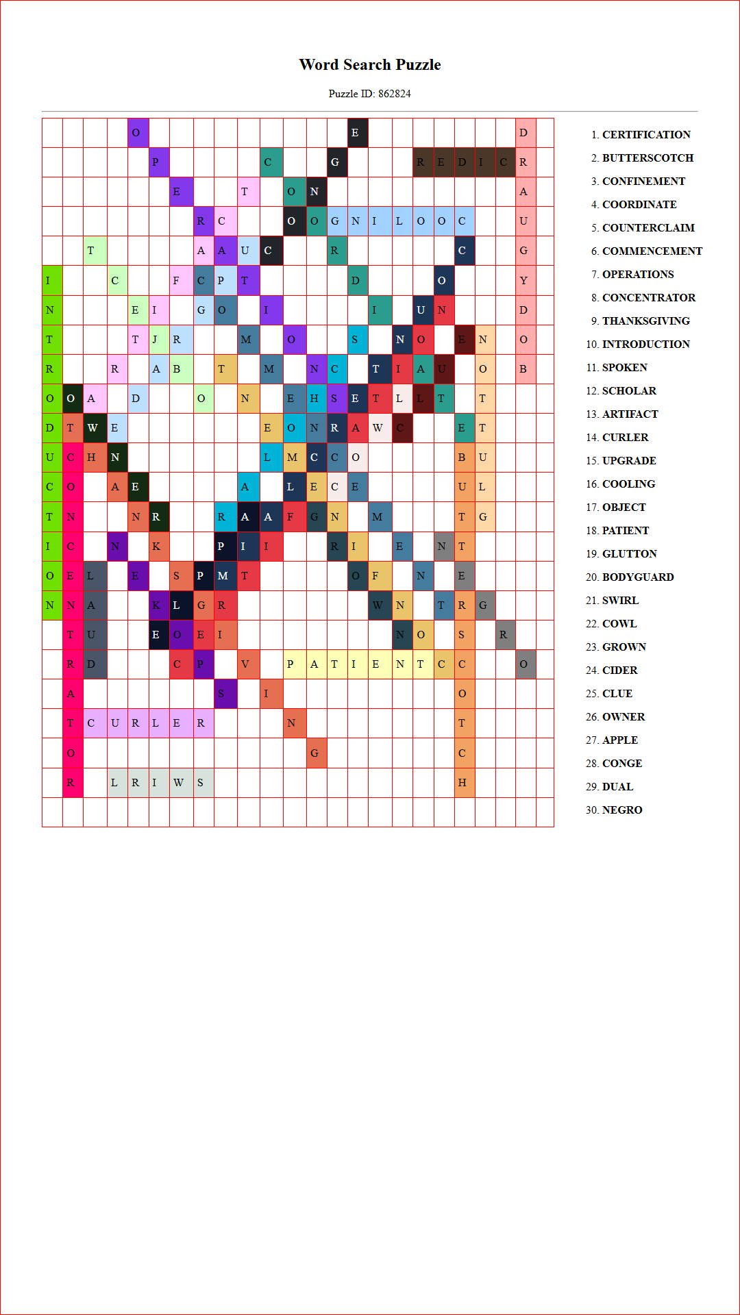 Solution of Printable word search puzzle for adults 315 (Puzzle id: 862824) Document