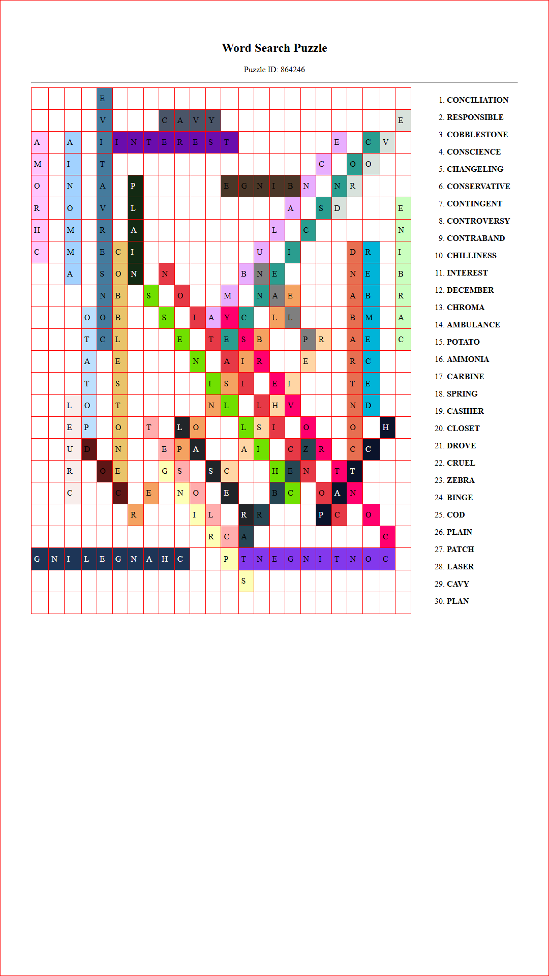 Solution of Printable word search puzzle for adults 367 (Puzzle id: 864246) Document