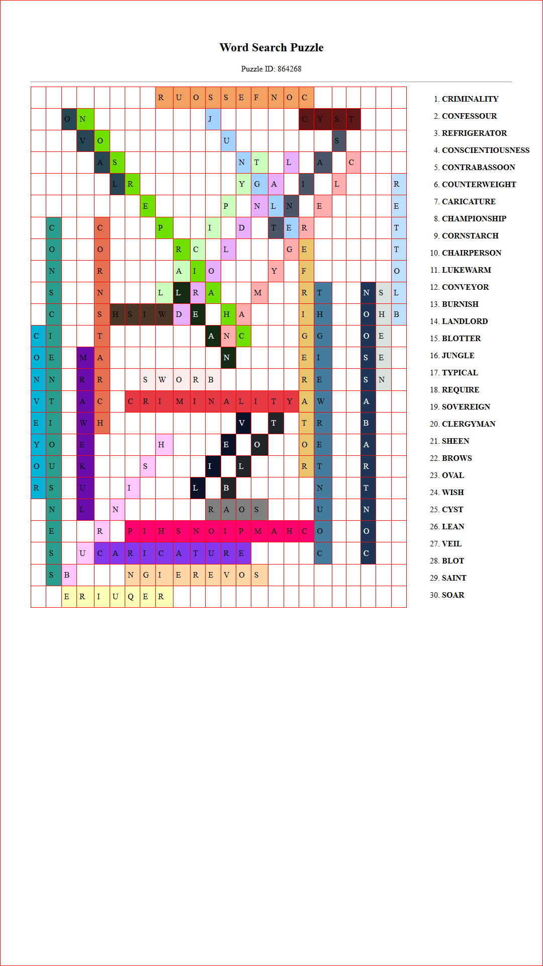 Solution of Printable word search puzzle for adults 287 (Puzzle id: 864268) Document