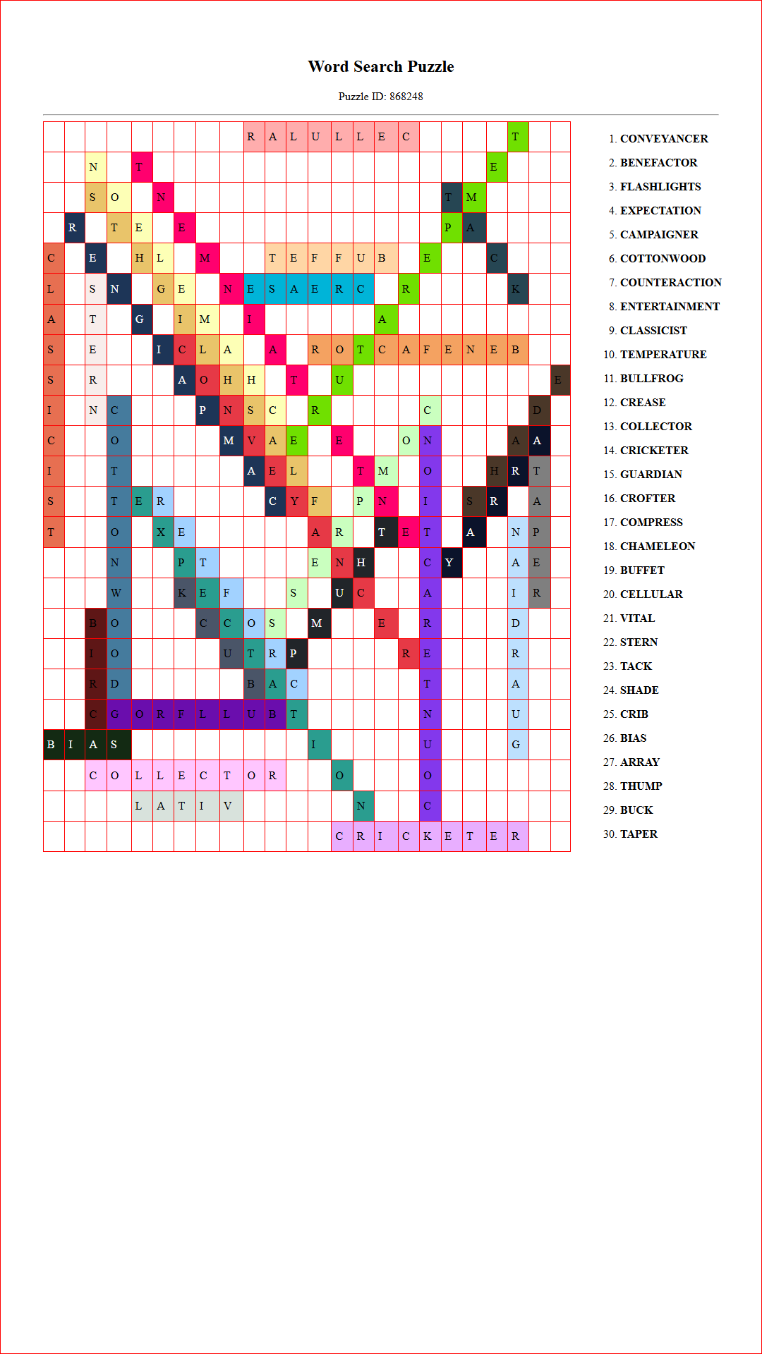 Solution of Printable word search puzzle for adults 270 (Puzzle id: 868248) Document