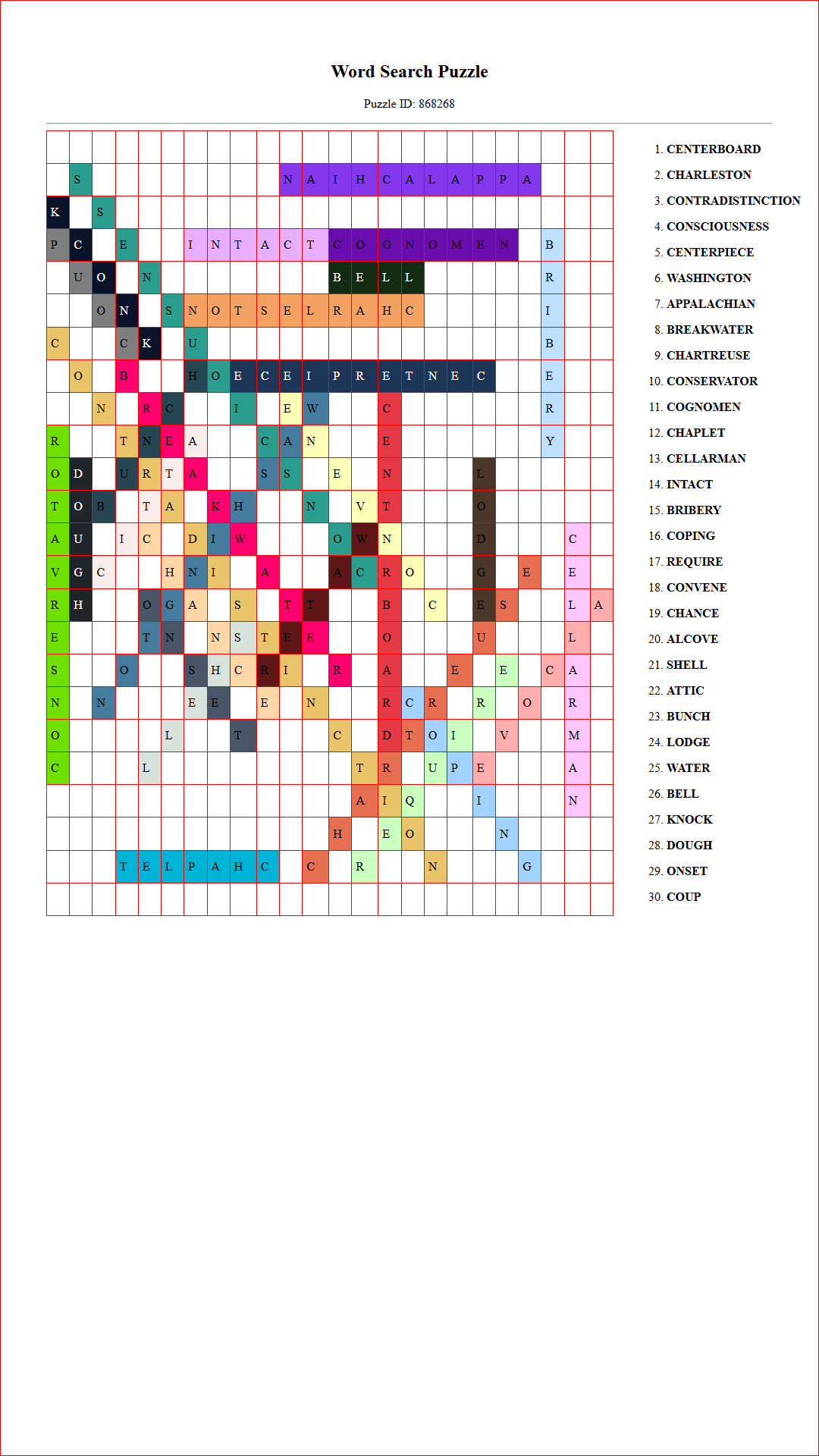 Solution of Printable word search puzzle for adults 505 (Puzzle id: 868268) Document
