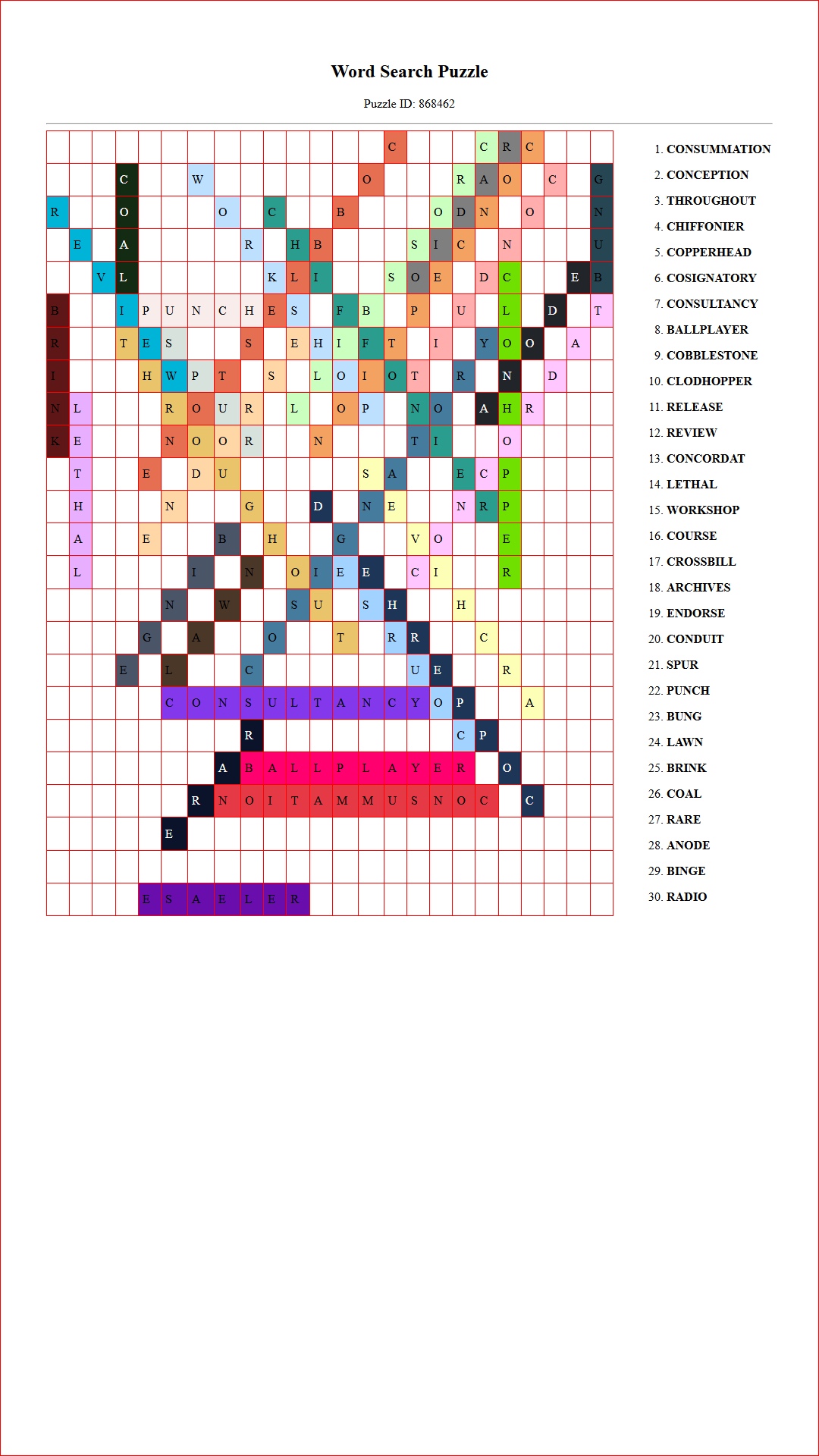 Solution of Printable word search puzzle for adults 196 (Puzzle id: 868462) Document