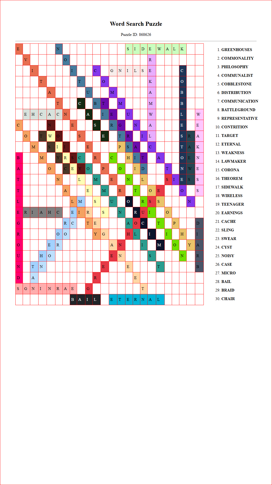 Solution of Printable word search puzzle for adults 12 (Puzzle id: 868626) Document