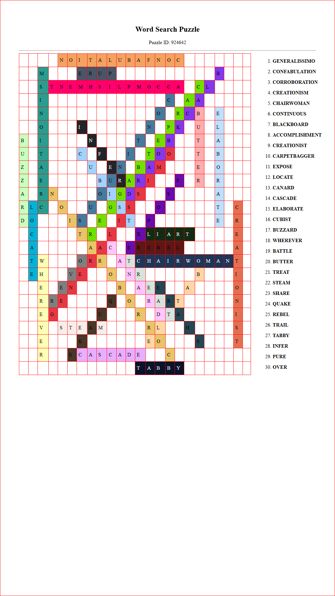 Solution of Printable word search puzzle for adults 1 (Puzzle id: 924642) Document