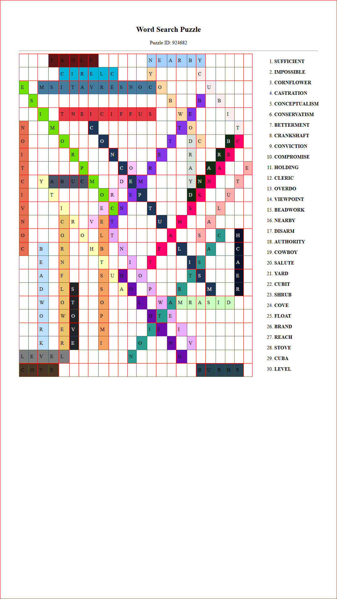 Solution of Printable word search puzzle for adults 92 (Puzzle id: 924682) Document