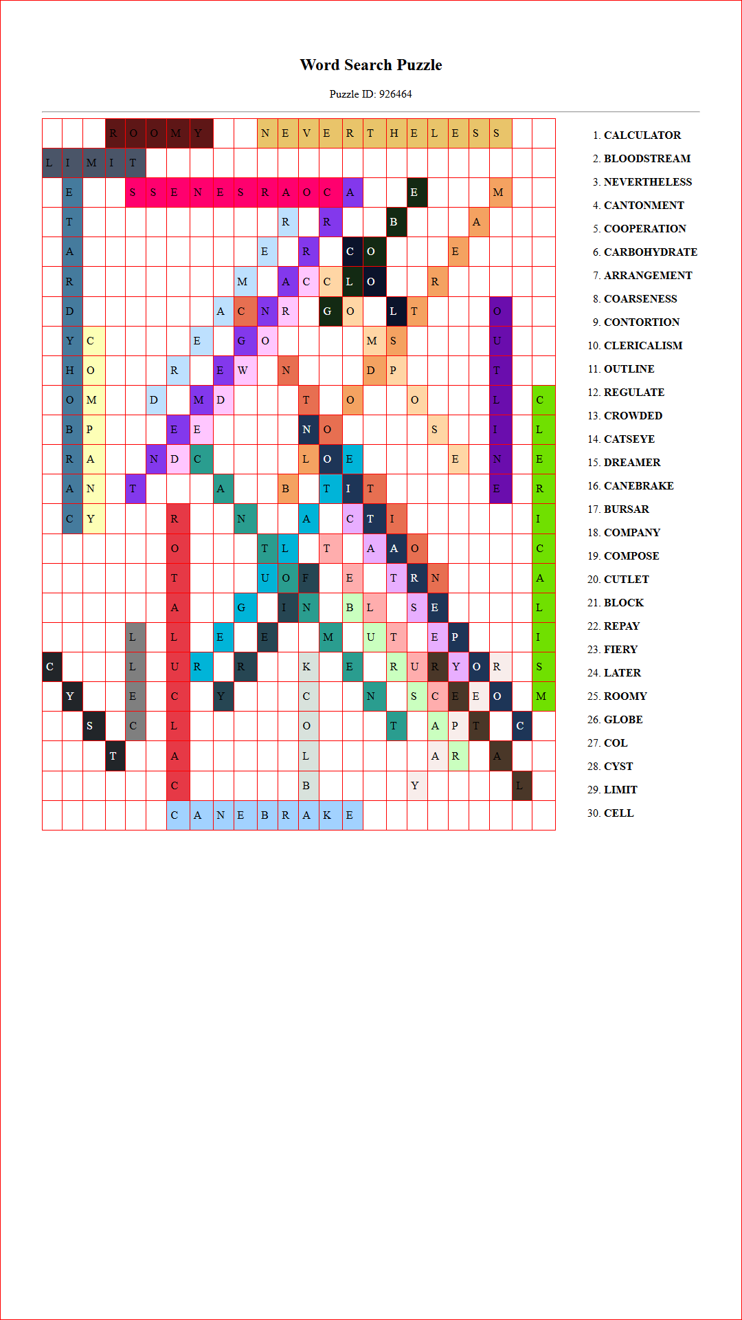Solution of Printable word search puzzle for adults 398 (Puzzle id: 926464) Document