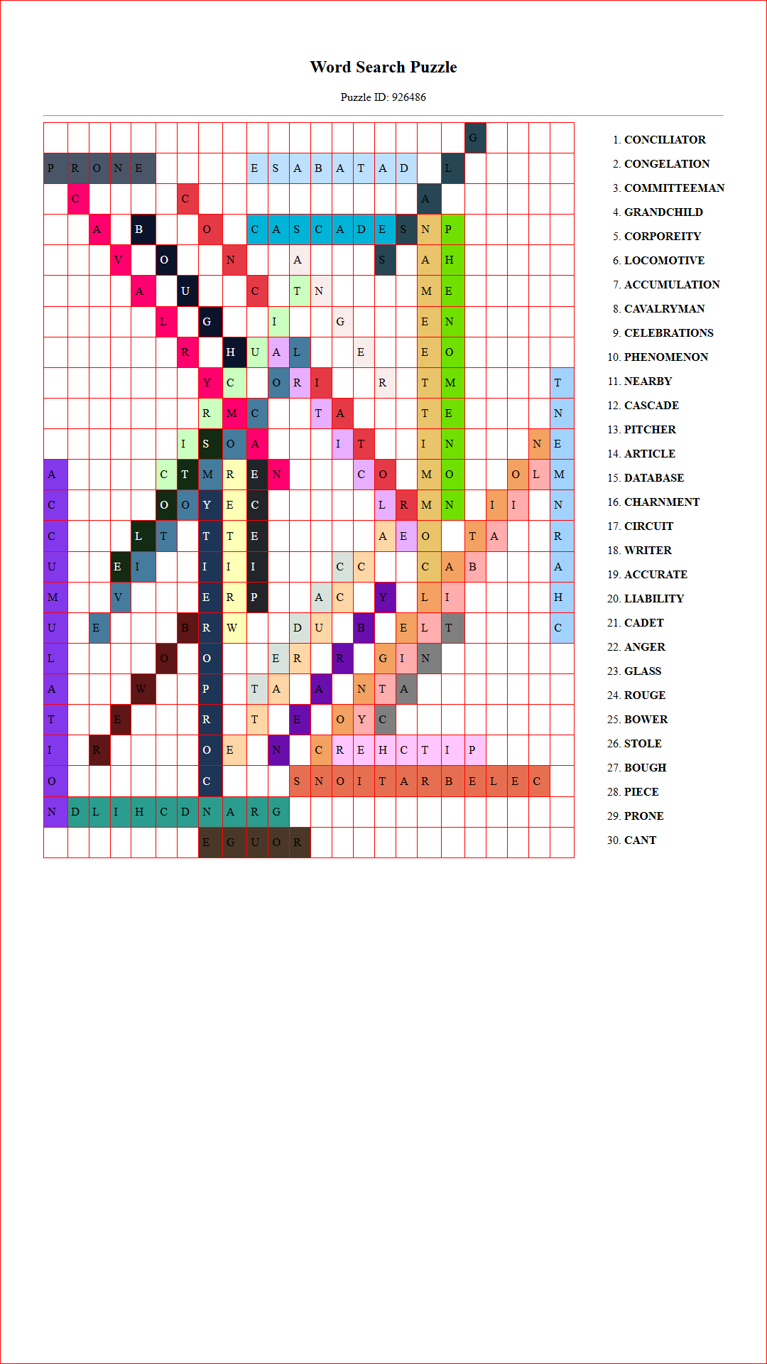Solution of Printable word search puzzle for adults 471 (Puzzle id: 926486) Document