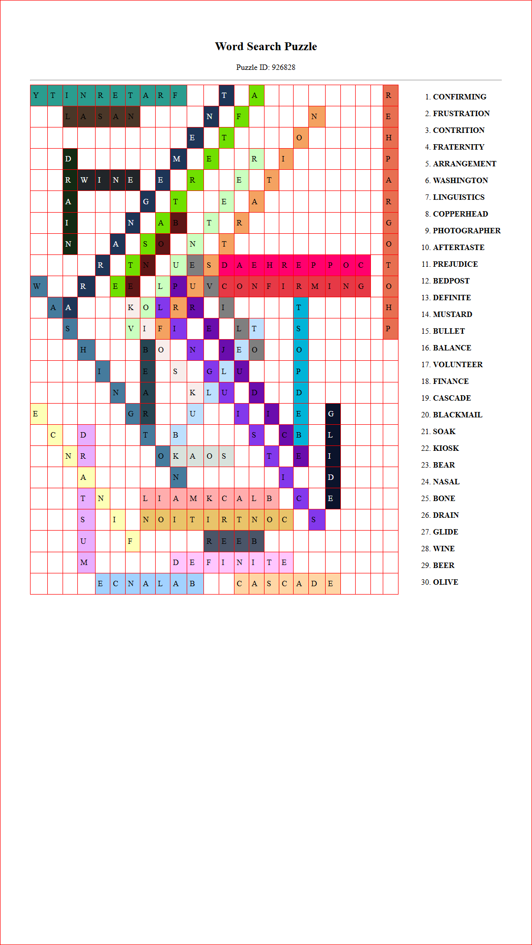 Solution of Printable word search puzzle for adults 225 (Puzzle id: 926828) Document