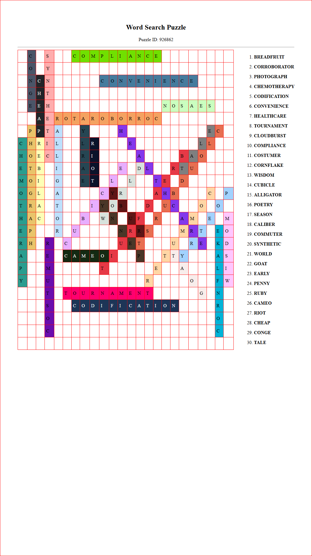 Solution of Printable word search puzzle for adults 186 (Puzzle id: 926862) Document