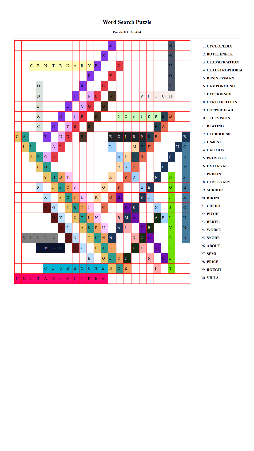 Solution of Printable word search puzzle for adults 124 (Puzzle id: 928484) Document