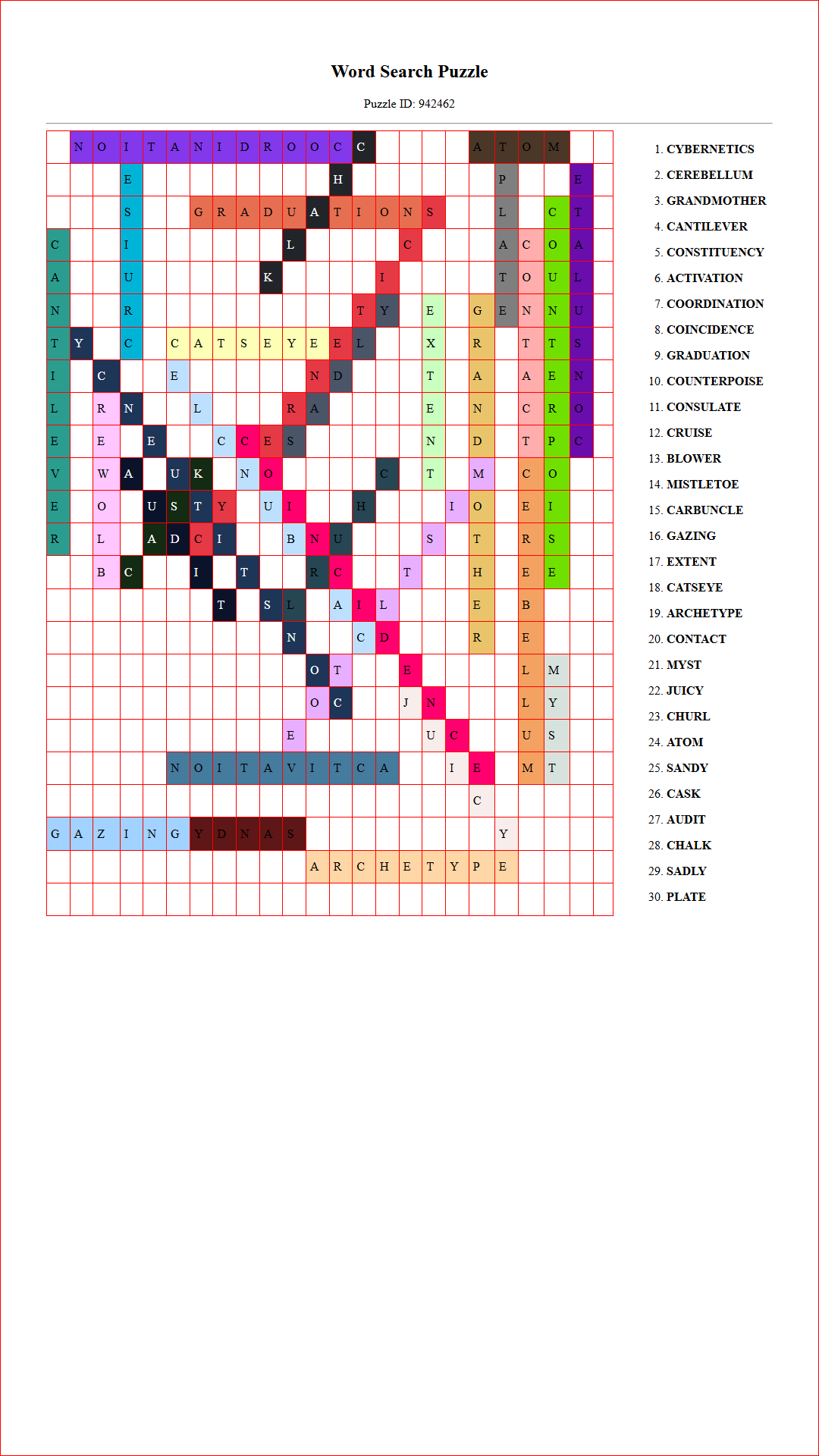 Solution of Printable word search puzzle for adults 339 (Puzzle id: 942462) Document