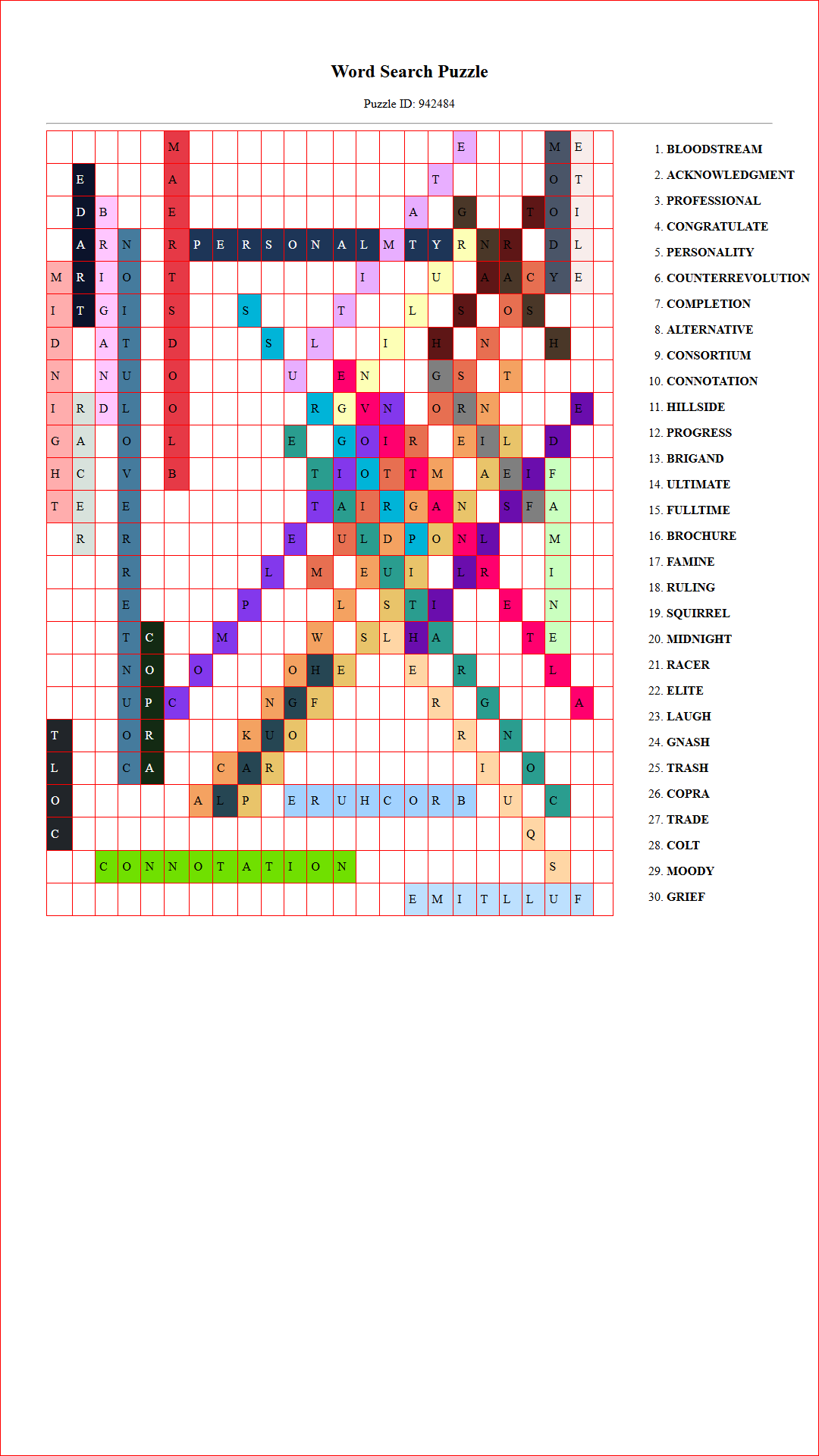 Solution of Printable word search puzzle for adults 307 (Puzzle id: 942484) Document