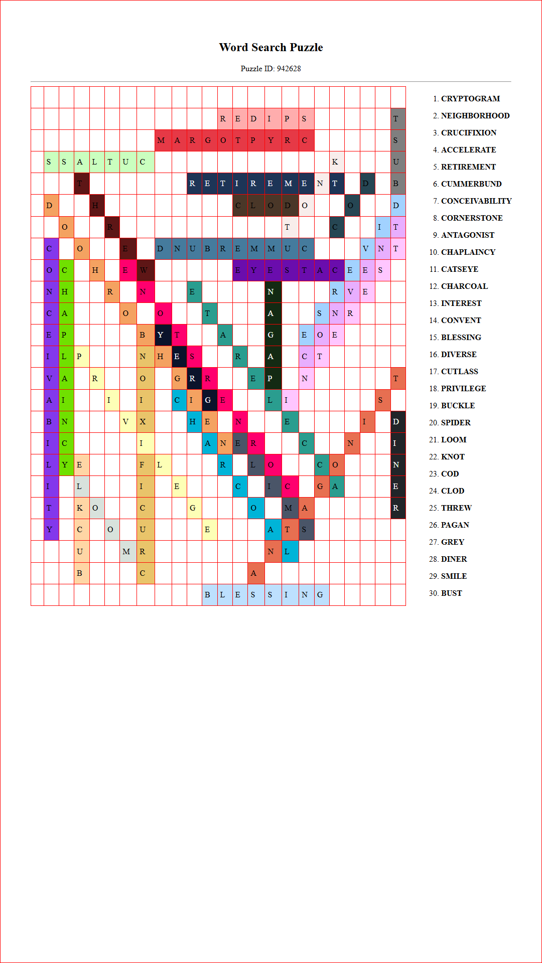 Solution of Printable word search puzzle for adults 249 (Puzzle id: 942628) Document