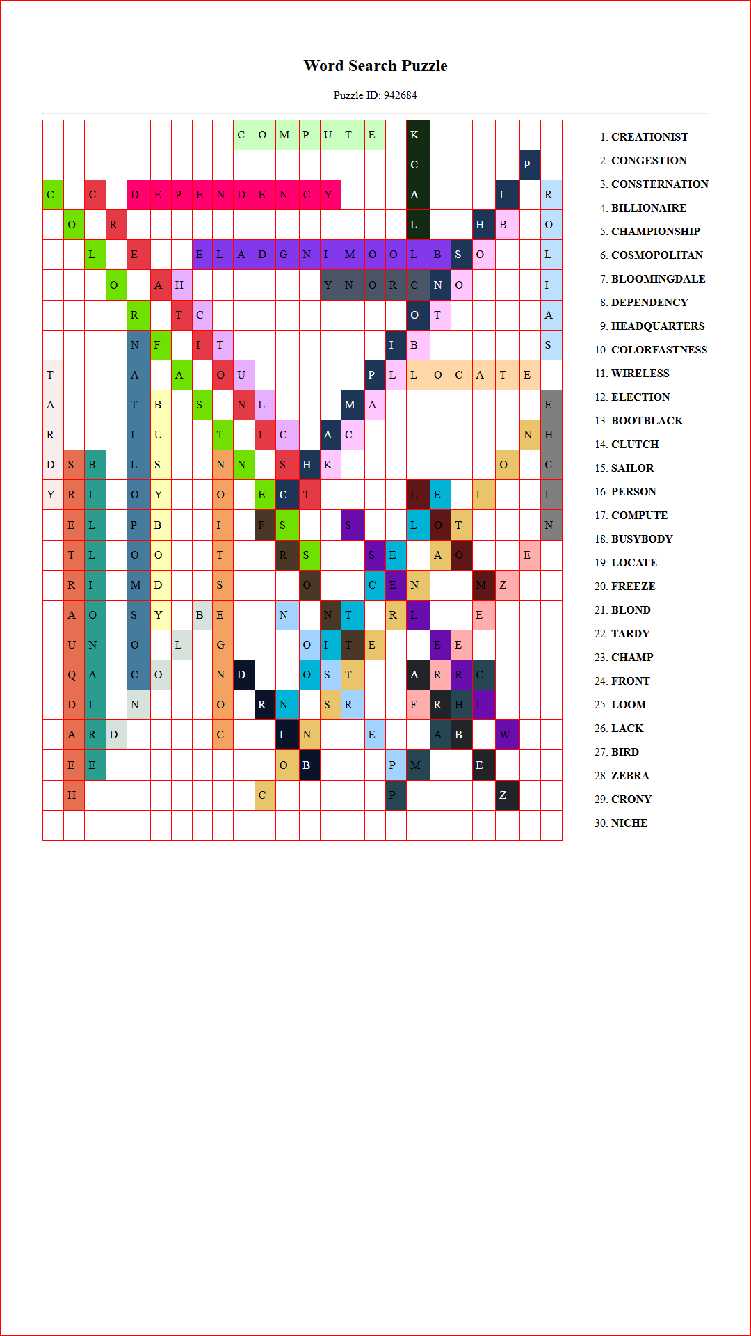 Solution of Printable word search puzzle for adults 293 (Puzzle id: 942684) Document