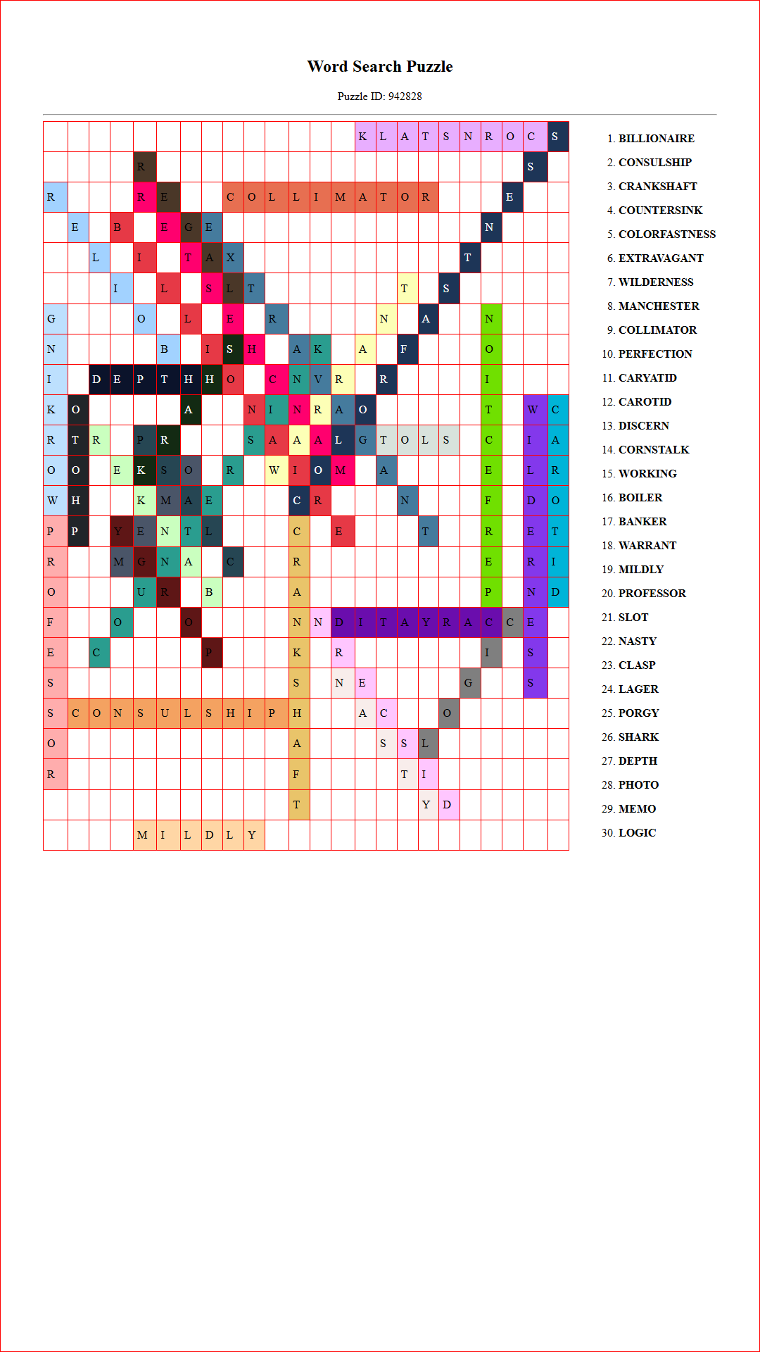 Solution of Printable word search puzzle for adults 283 (Puzzle id: 942828) Document