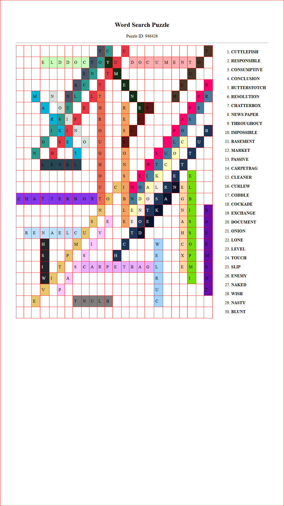Solution of Printable word search puzzle for adults 455 (Puzzle id: 946426) Document