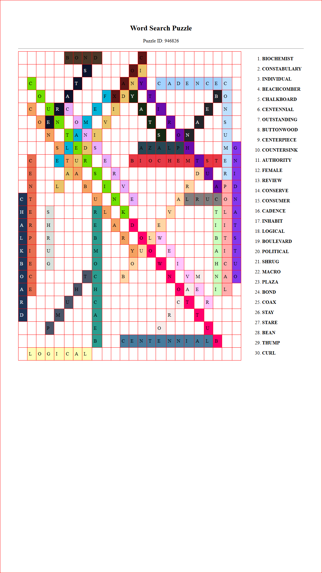 Solution of Printable word search puzzle for adults 340 (Puzzle id: 946826) Document