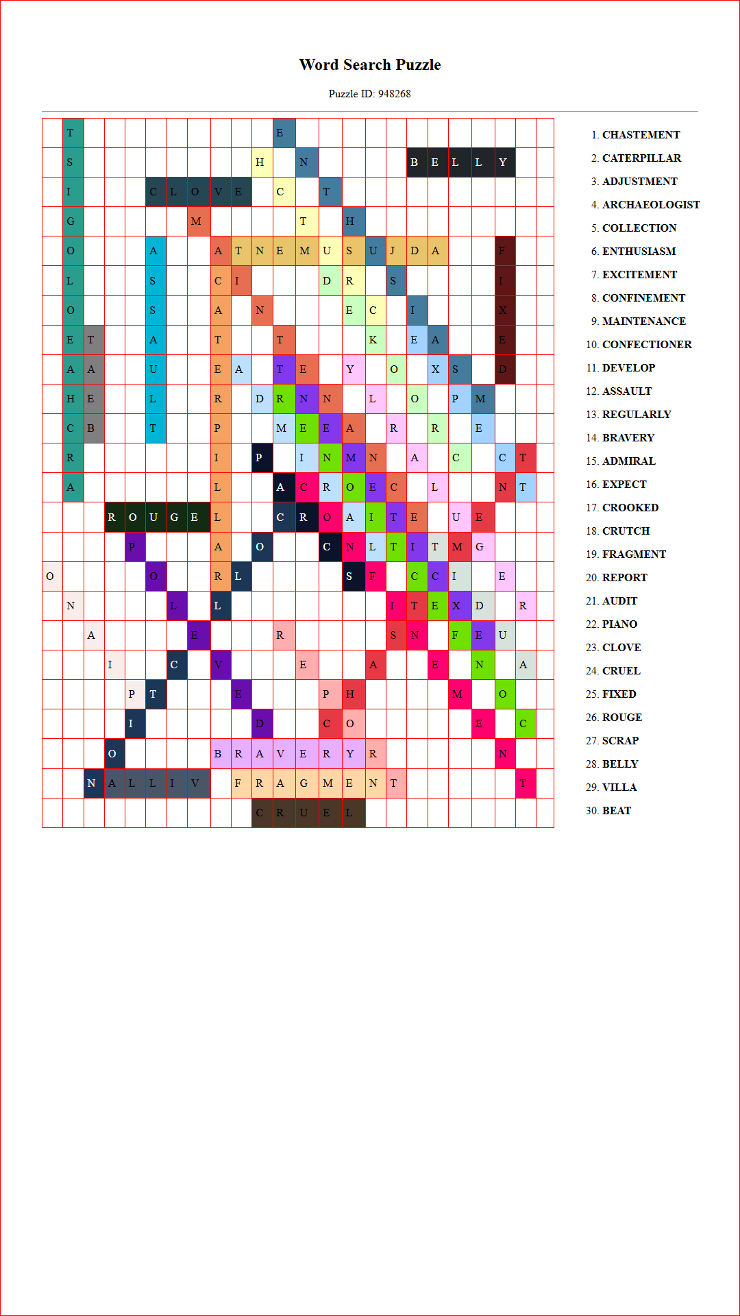 Solution of Printable word search puzzle for adults 236 (Puzzle id: 948268) Document
