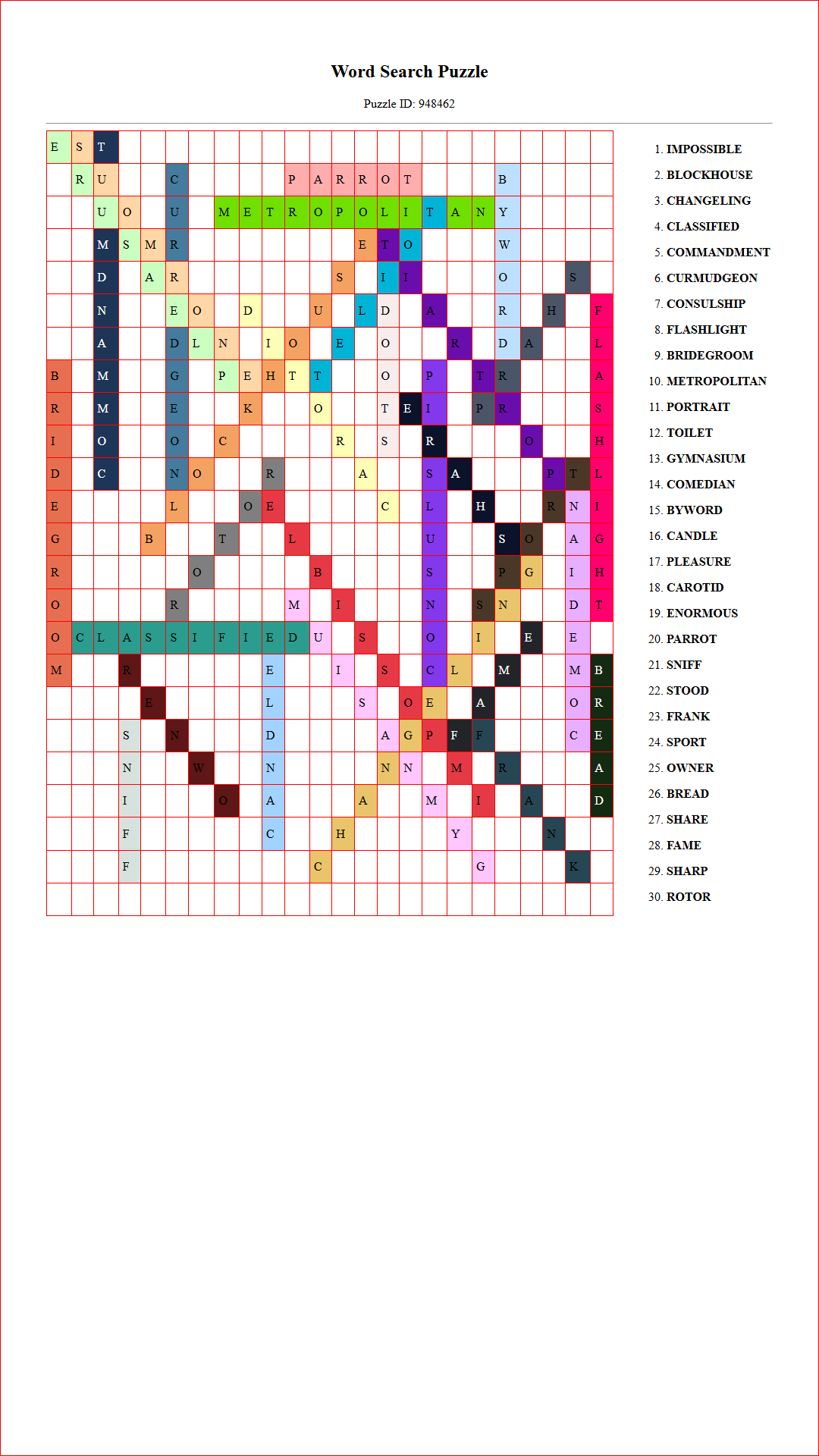 Solution of Printable word search puzzle for adults 237 (Puzzle id: 948462) Document