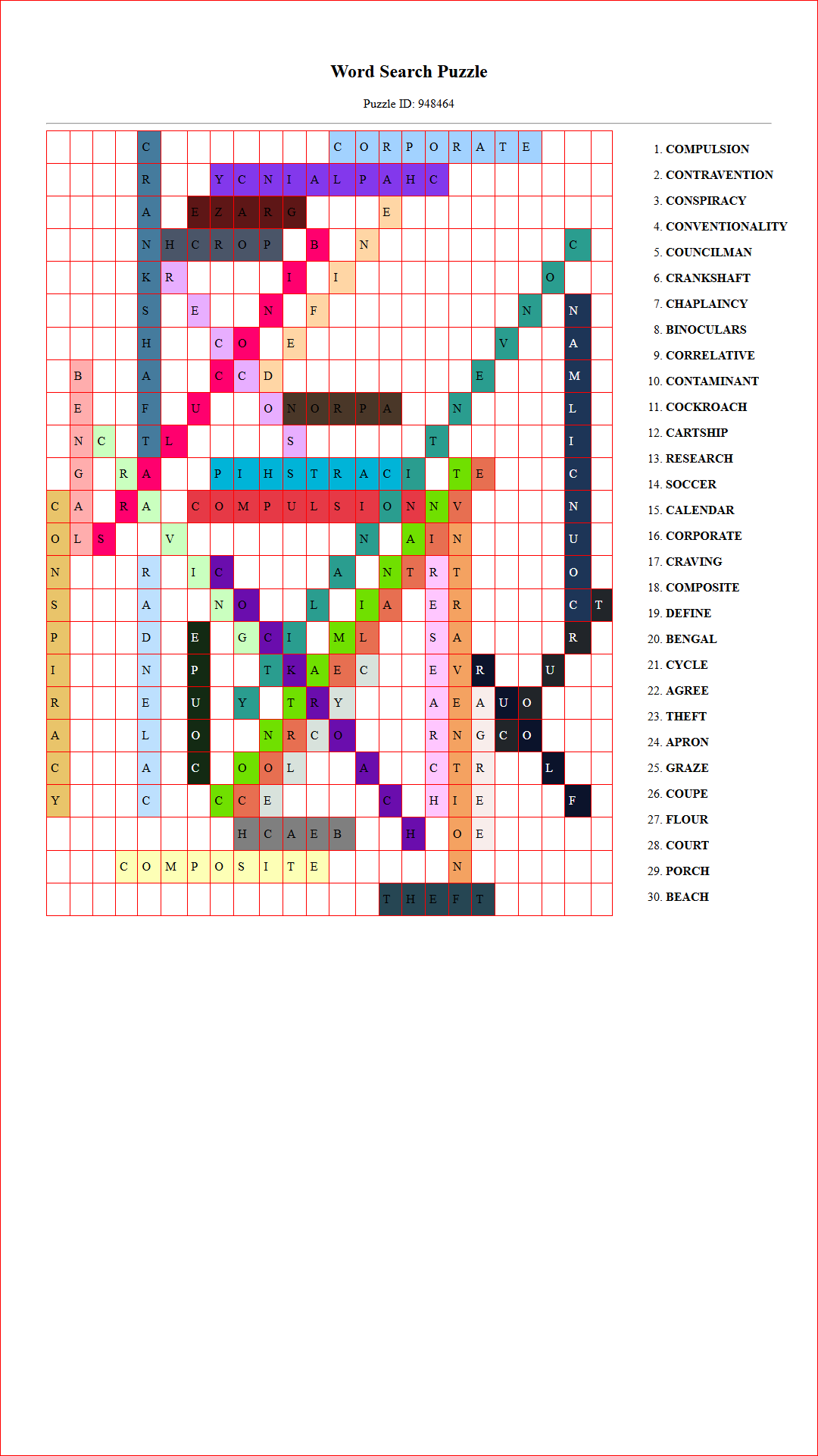 Solution of Printable word search puzzle for adults 445 (Puzzle id: 948464) Document
