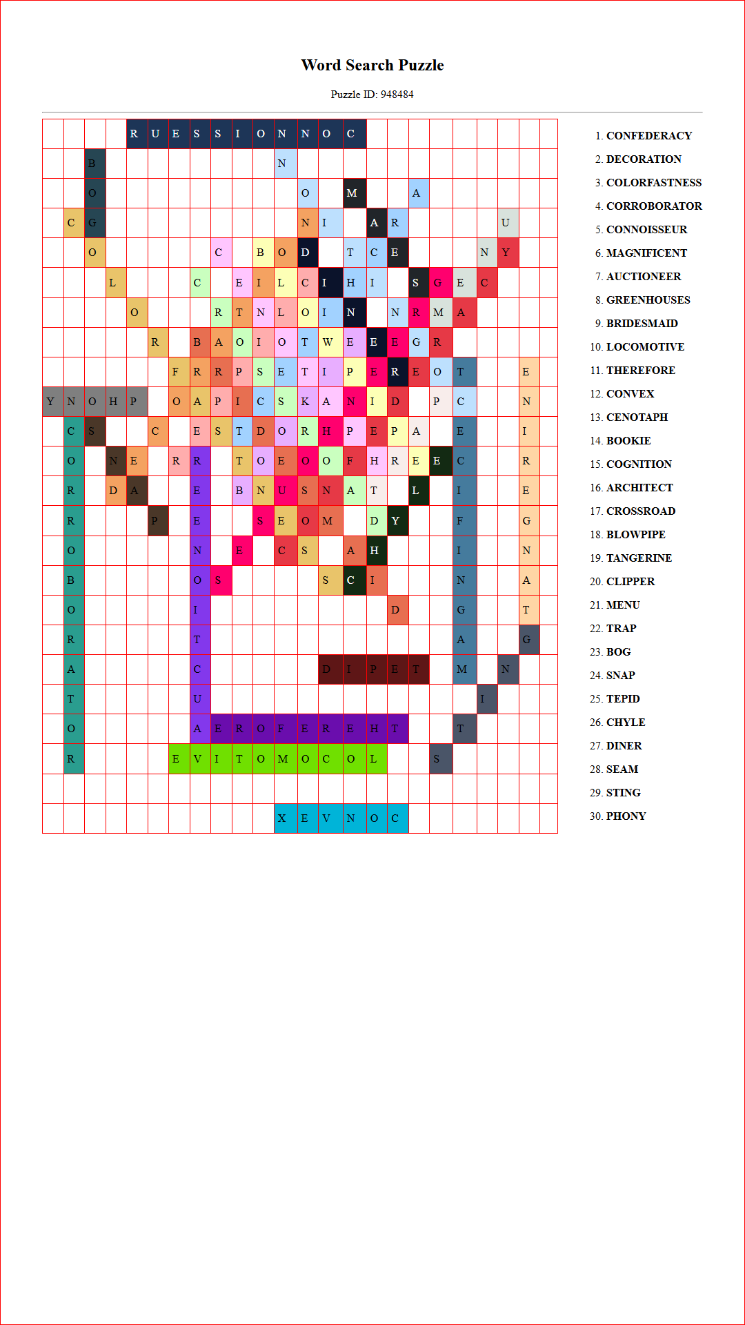 Solution of Printable word search puzzle for adults 71 (Puzzle id: 948484) Document