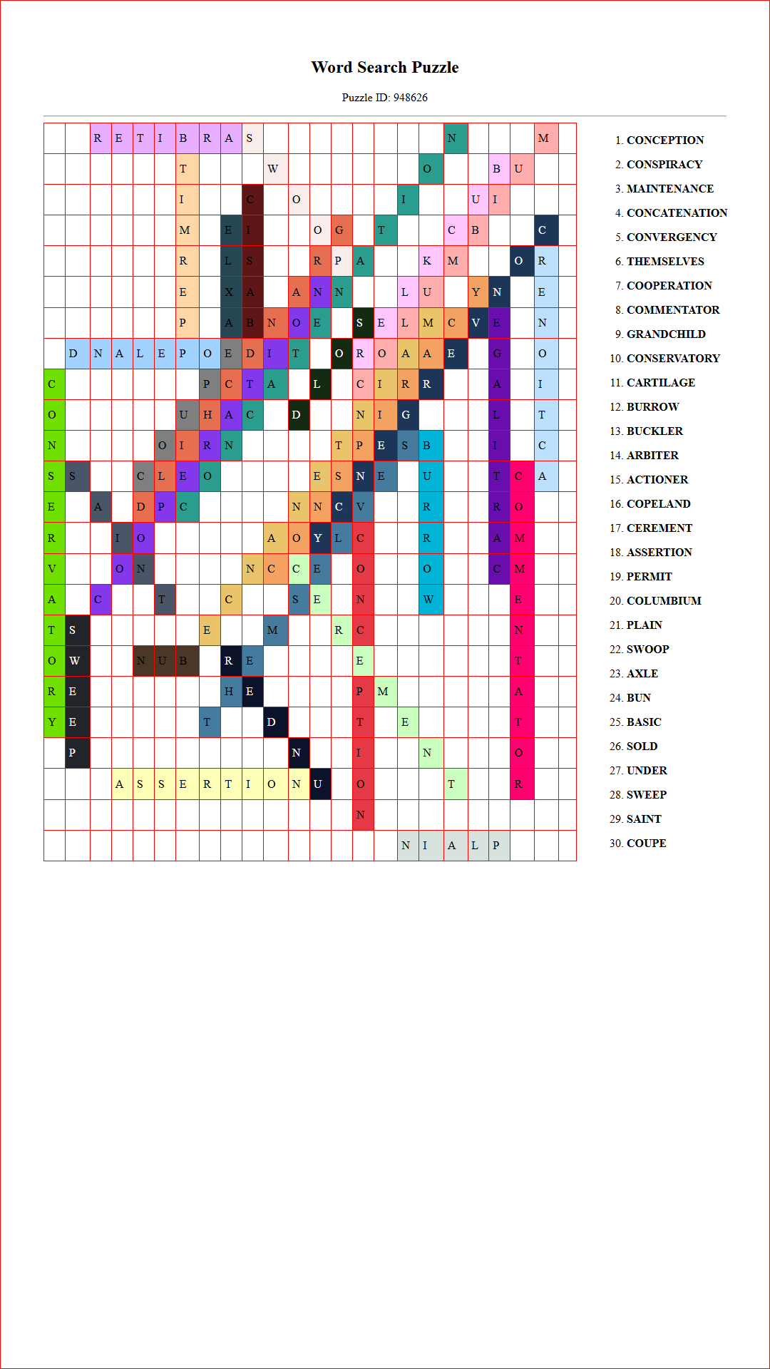 Solution of Printable word search puzzle for adults 248 (Puzzle id: 948626) Document